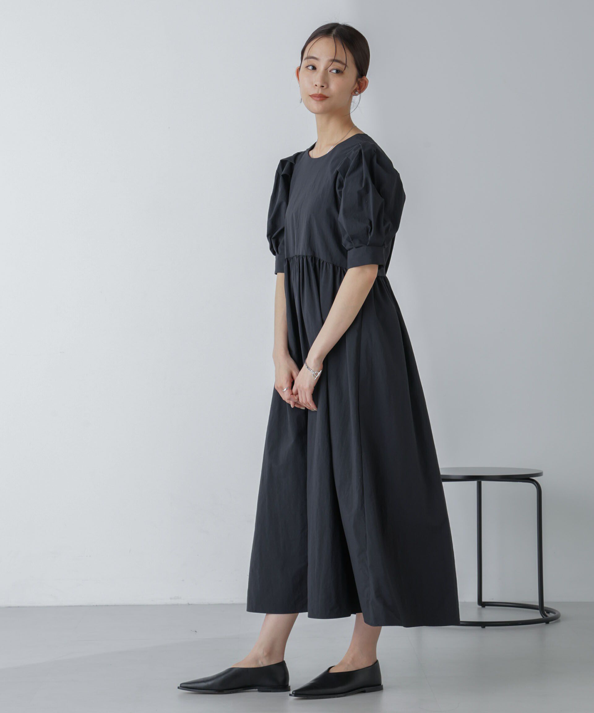 nano･universe「「星玲奈&times;NANO universe」タックスリーブタスランマキシワンピース」|ワンピース|