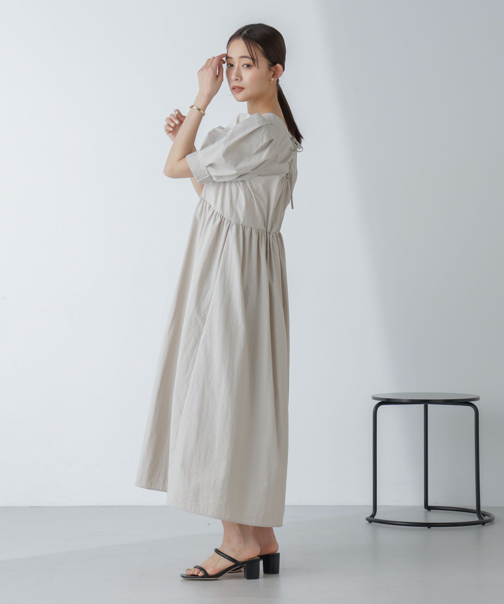 nano･universe「「星玲奈&times;NANO universe」タックスリーブタスランマキシワンピース」|ワンピース|