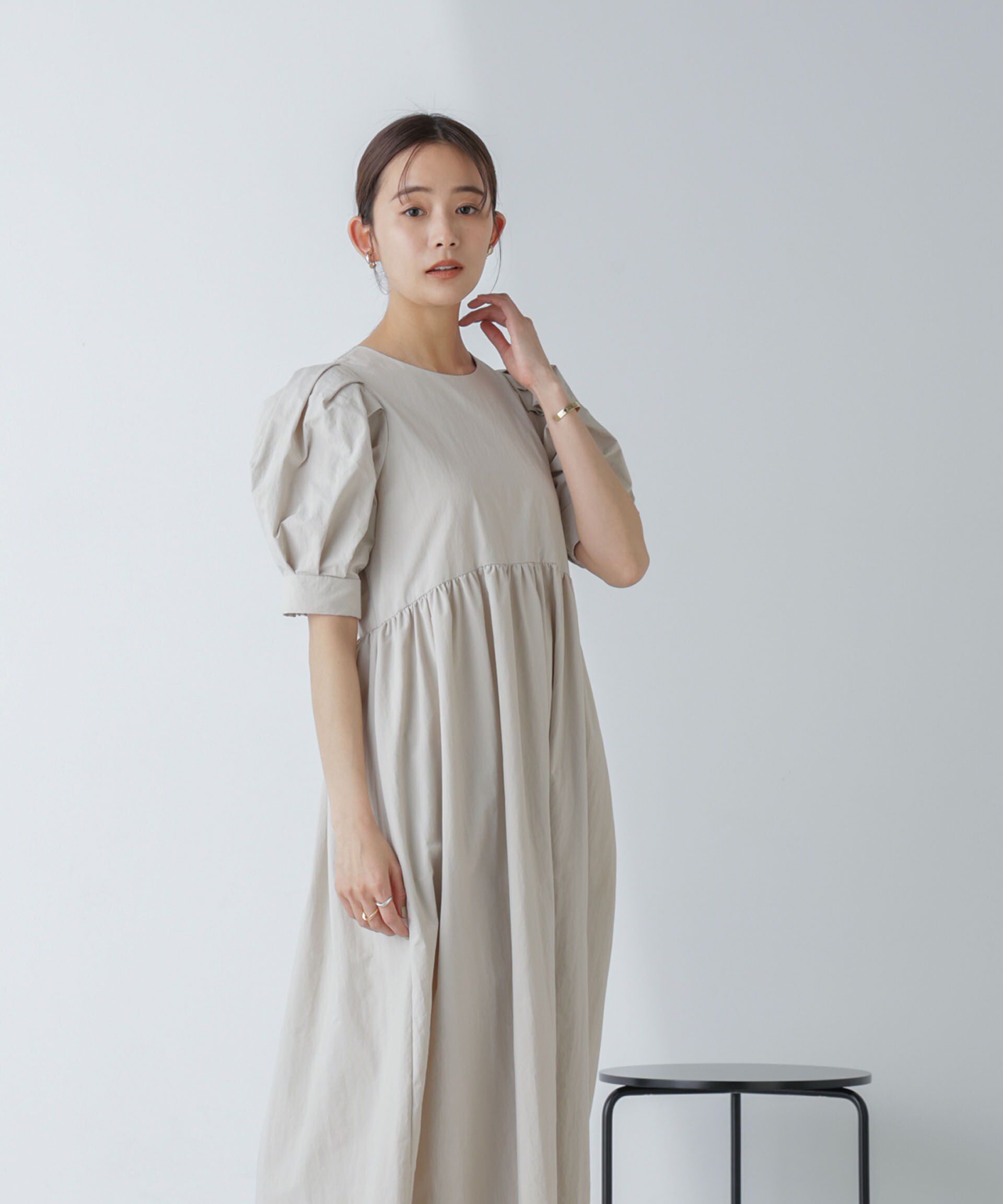 nano･universe「「星玲奈&times;NANO universe」タックスリーブタスランマキシワンピース」|ワンピース|