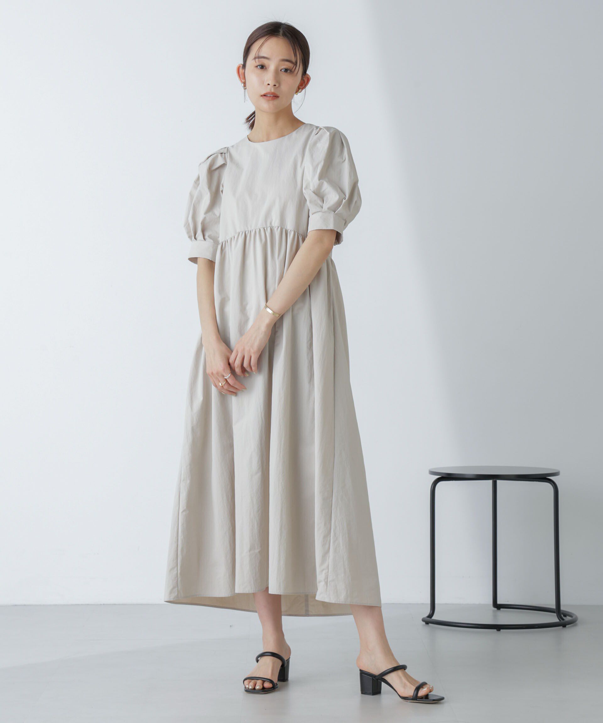 nano･universe「「星玲奈&times;NANO universe」タックスリーブタスランマキシワンピース」|ワンピース|