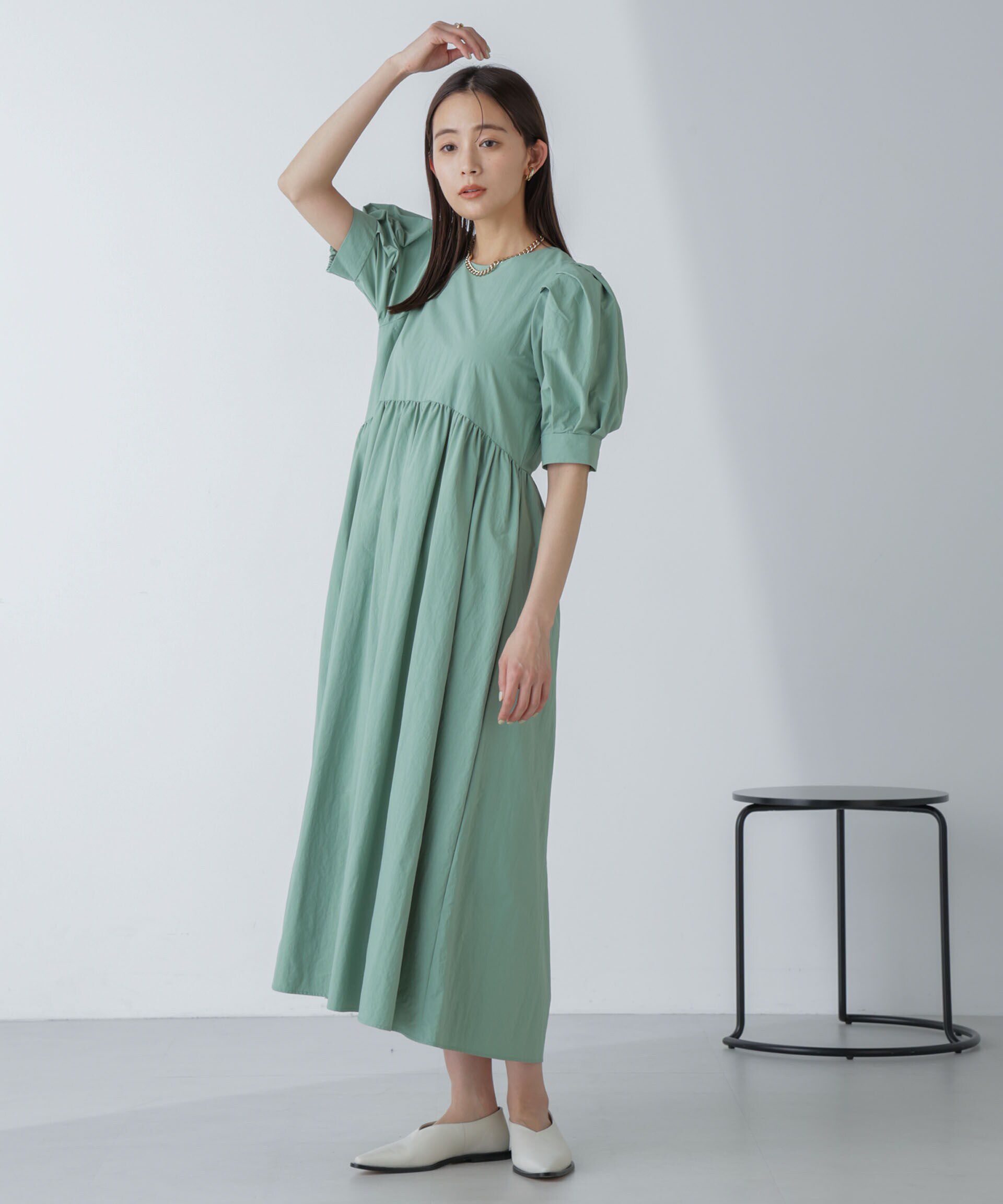 nano･universe「「星玲奈&times;NANO universe」タックスリーブタスランマキシワンピース」|ワンピース|