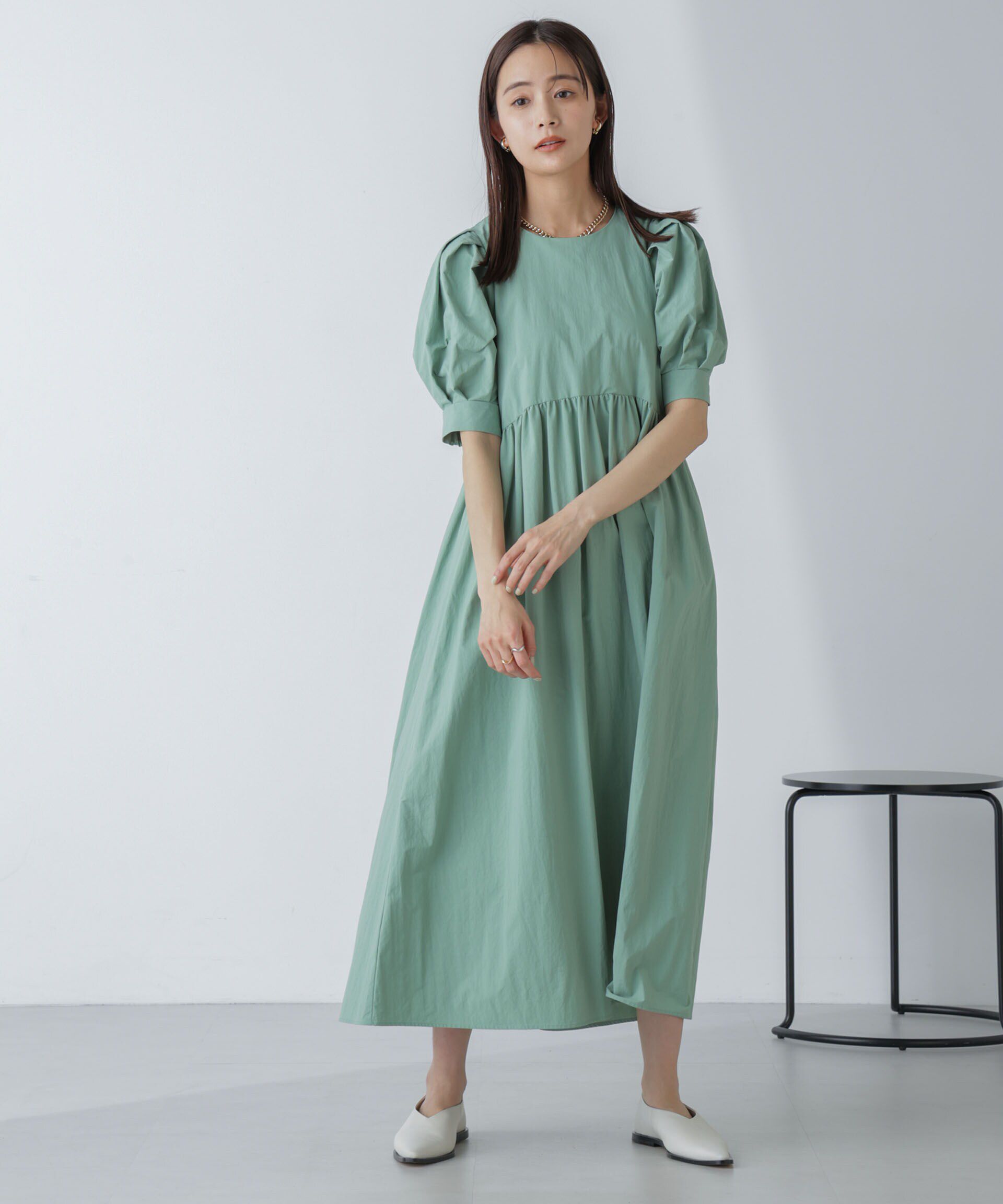 nano･universe「「星玲奈&times;NANO universe」タックスリーブタスランマキシワンピース」|ワンピース|