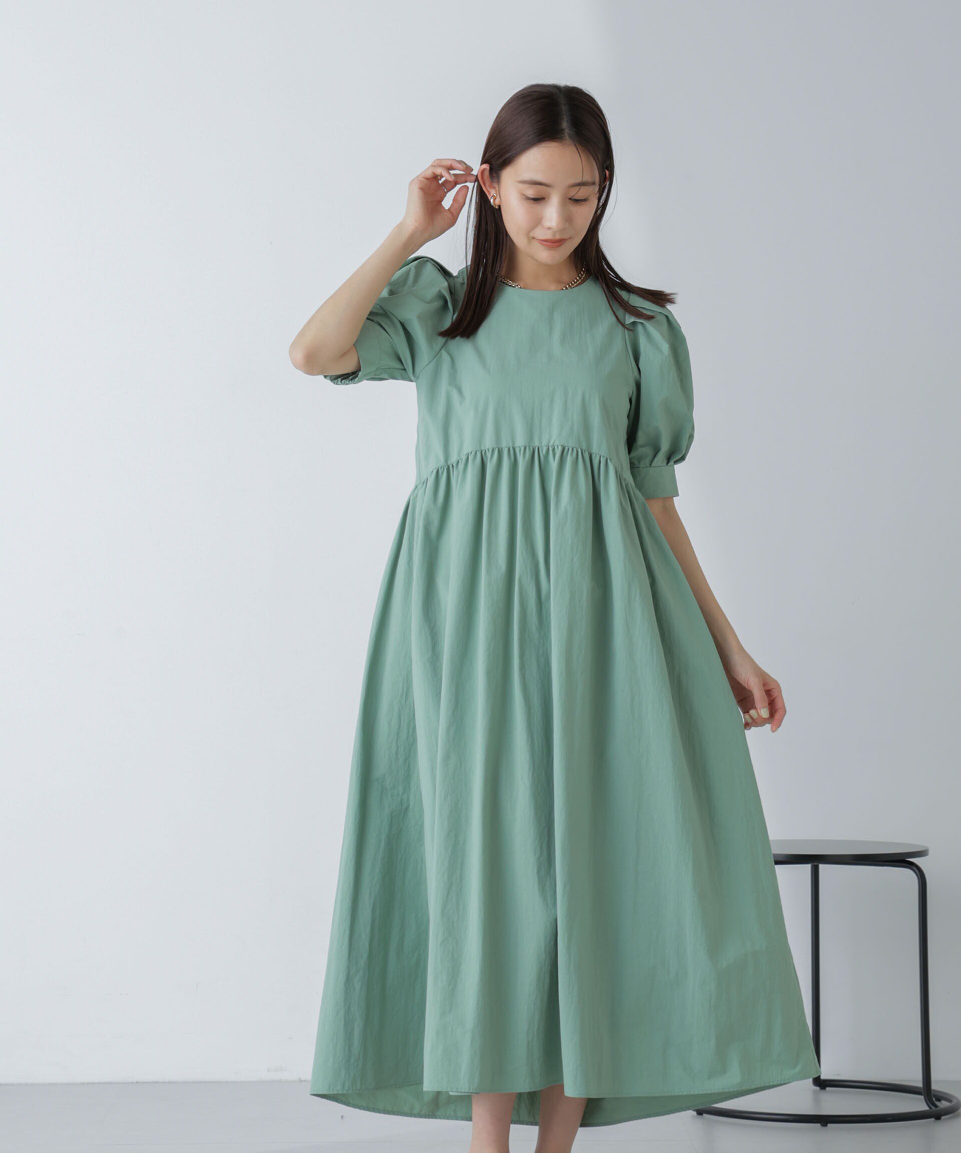 nano･universe「「星玲奈&times;NANO universe」タックスリーブタスランマキシワンピース」|ワンピース|