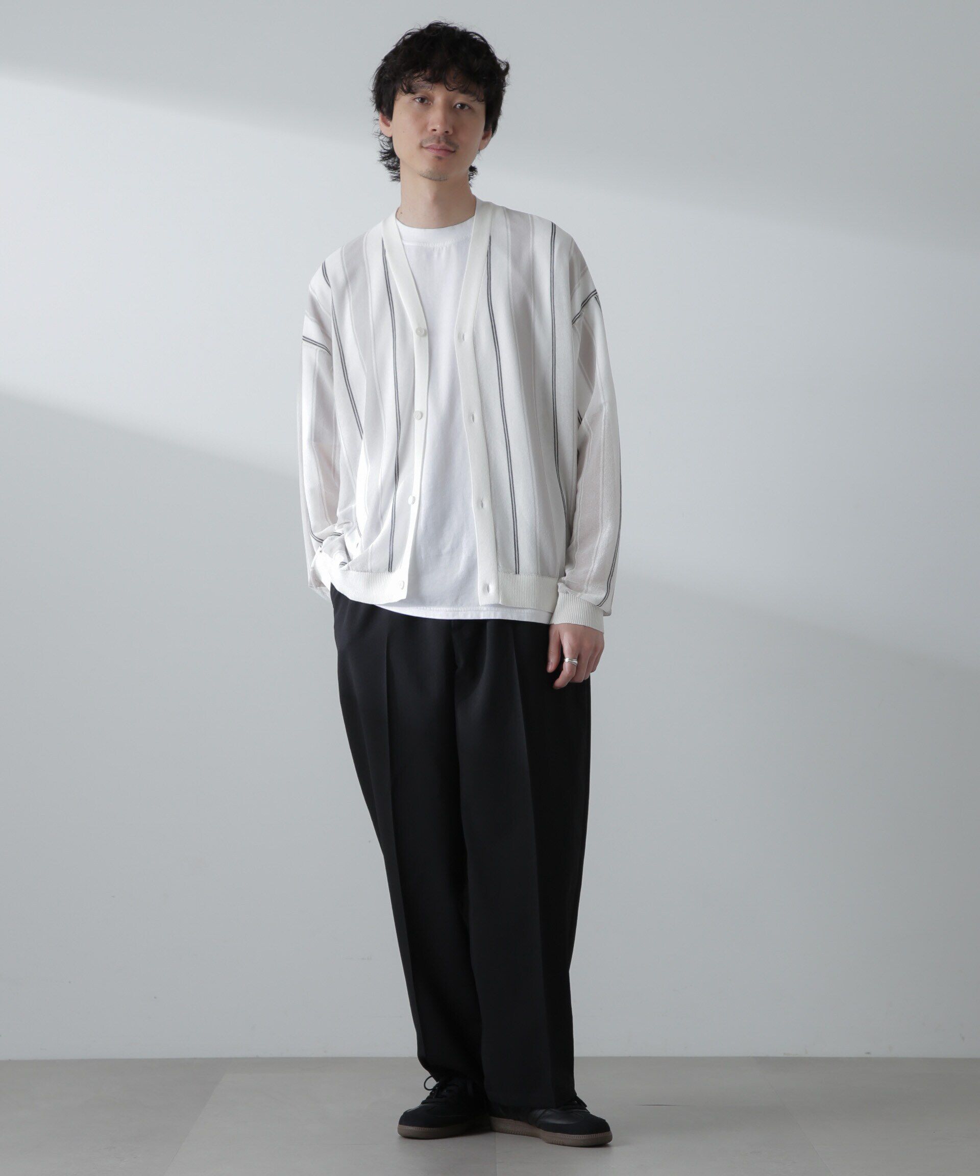 nano･universe「シアーストライプカーディガン」|ニット・セーター|