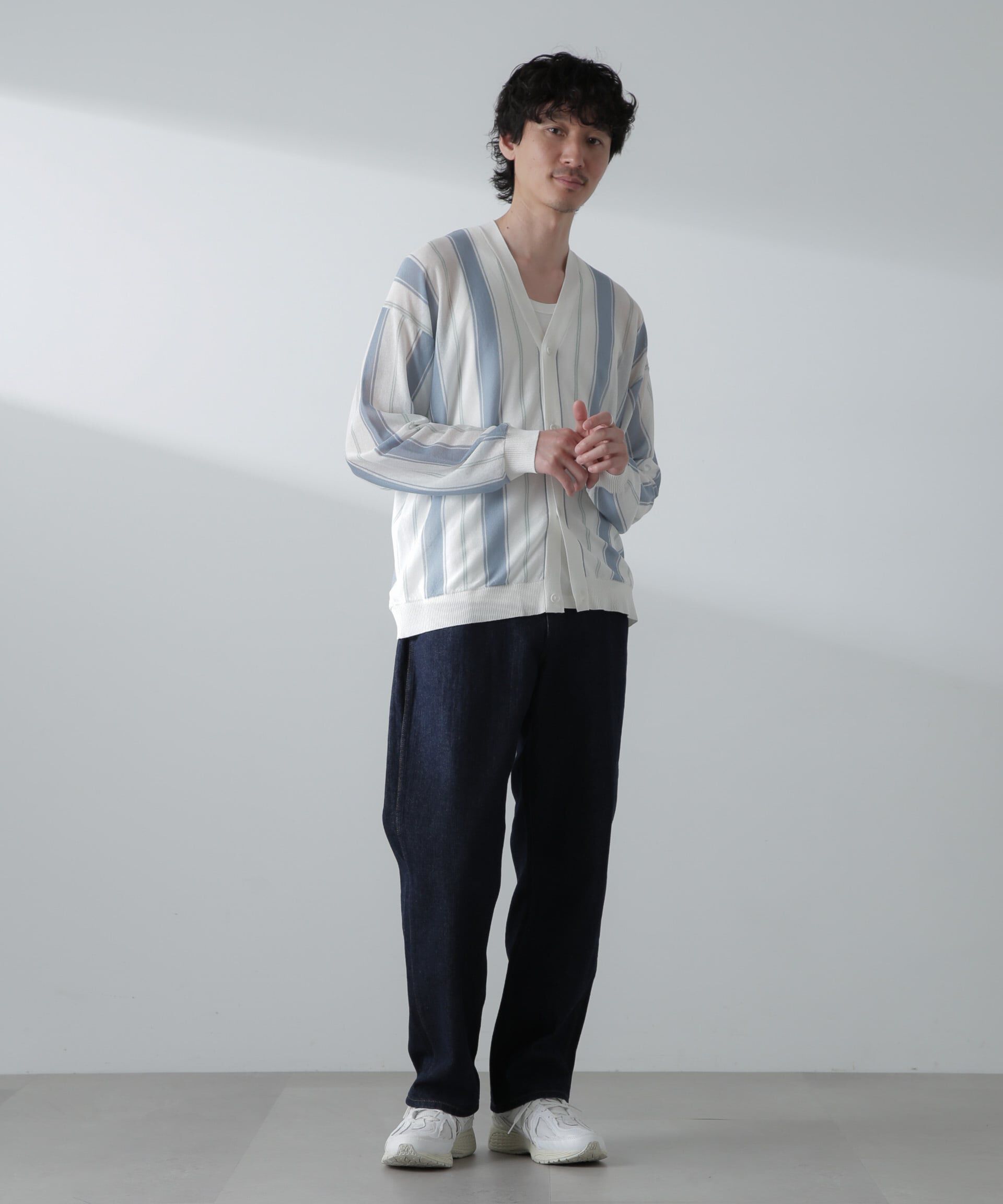 nano･universe「シアーストライプカーディガン」|ニット・セーター|