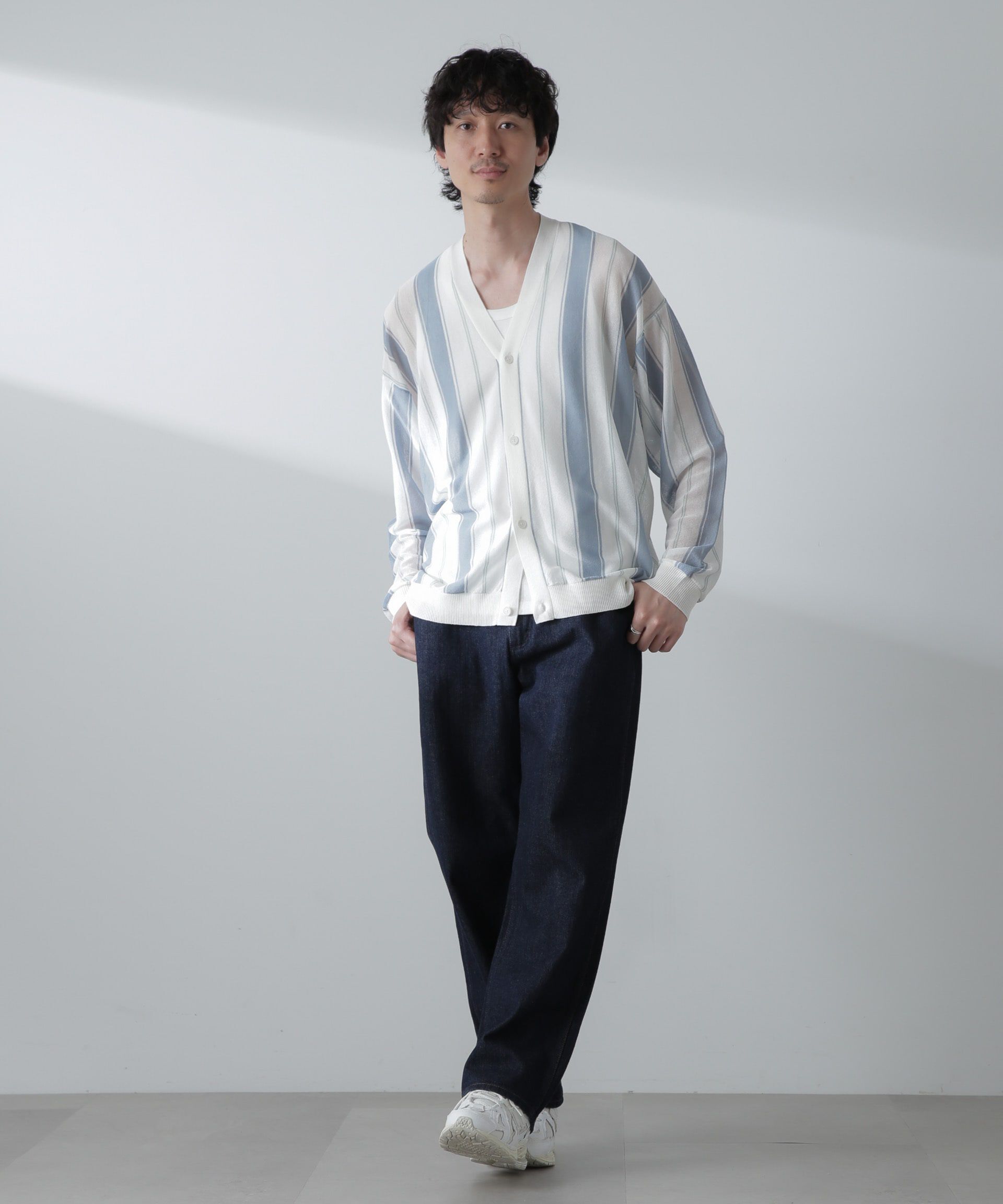 nano･universe「シアーストライプカーディガン」|ニット・セーター|
