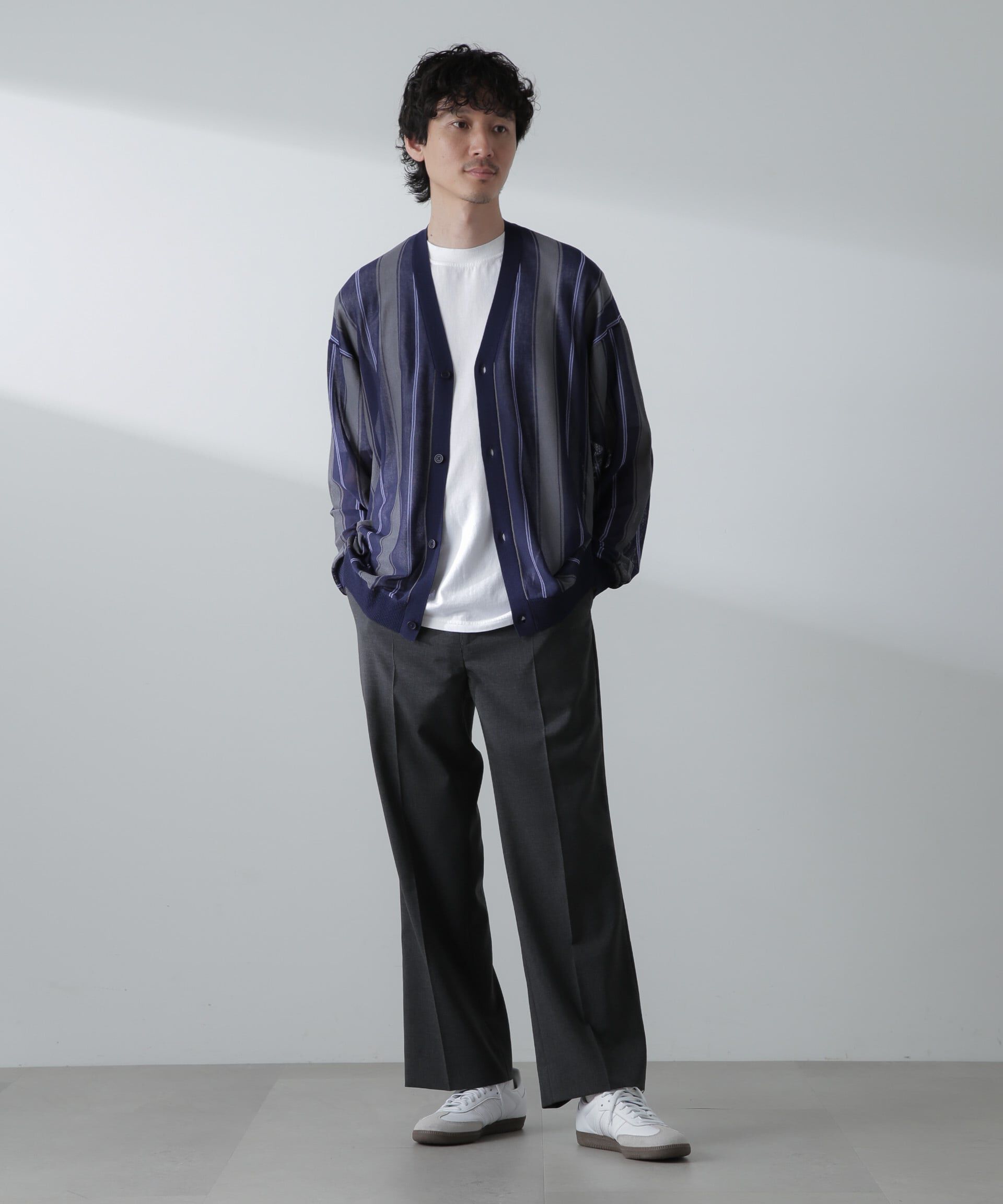 nano･universe「シアーストライプカーディガン」|ニット・セーター|