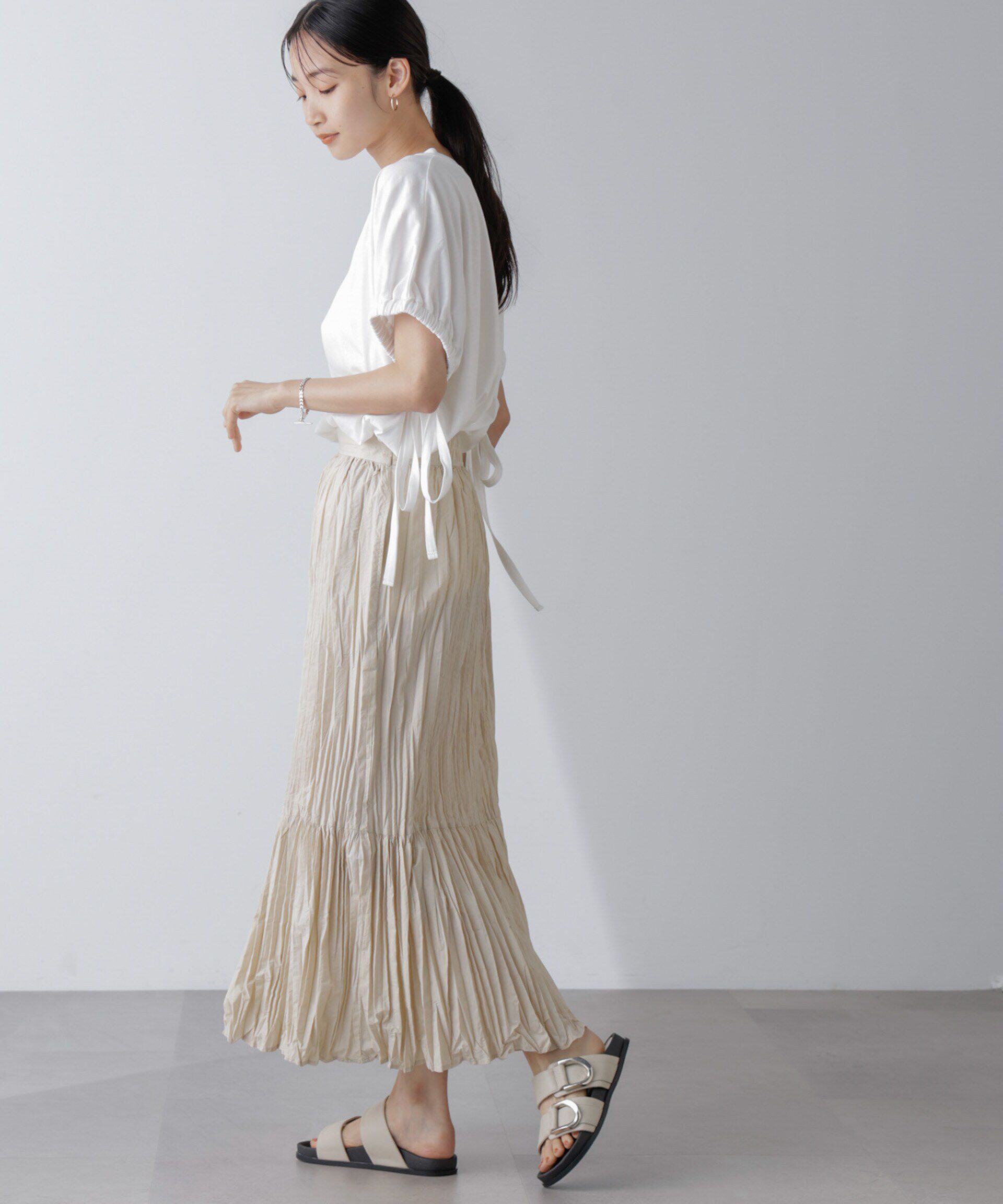 nano･universe「裾切り替えワッシャープリーツスカート」|スカート|