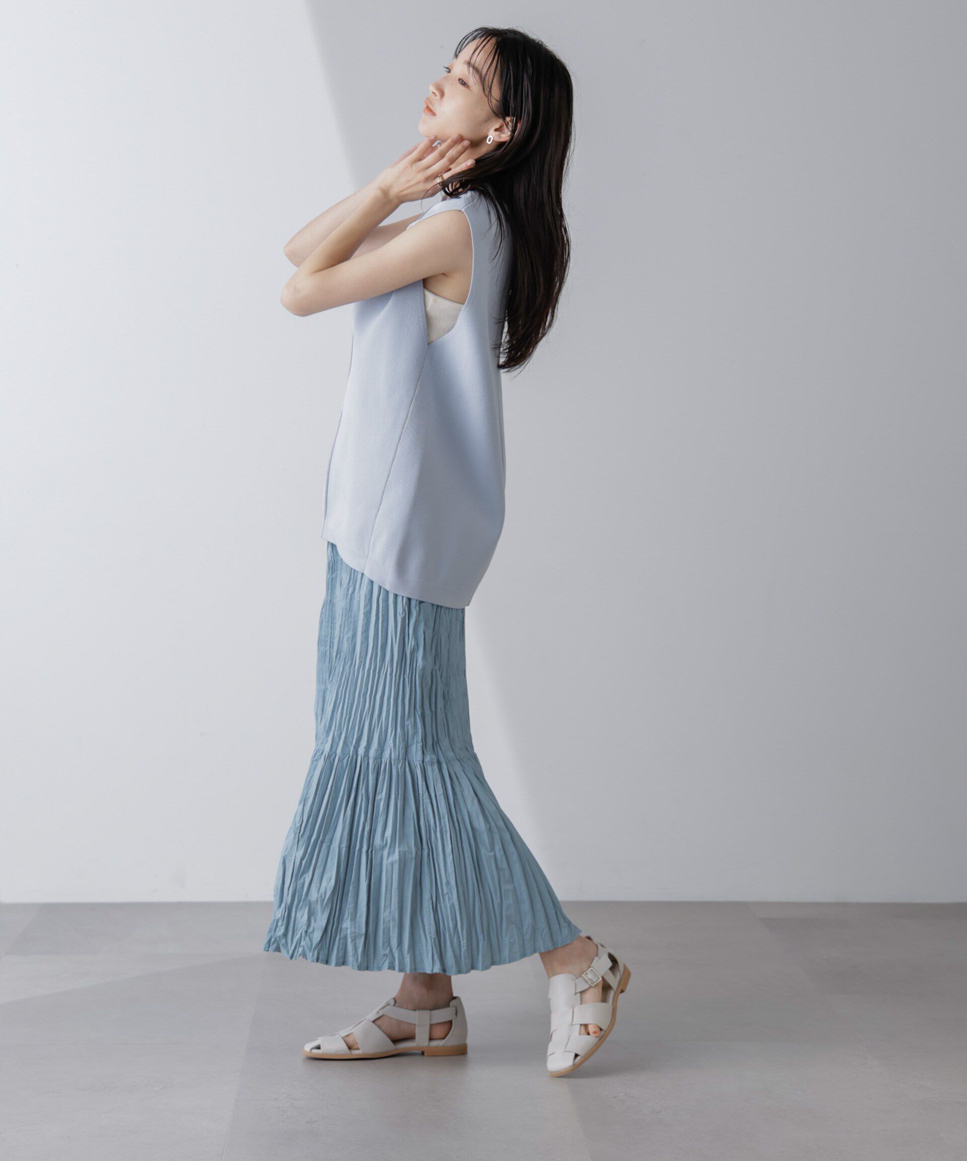 nano･universe「裾切り替えワッシャープリーツスカート」|スカート|