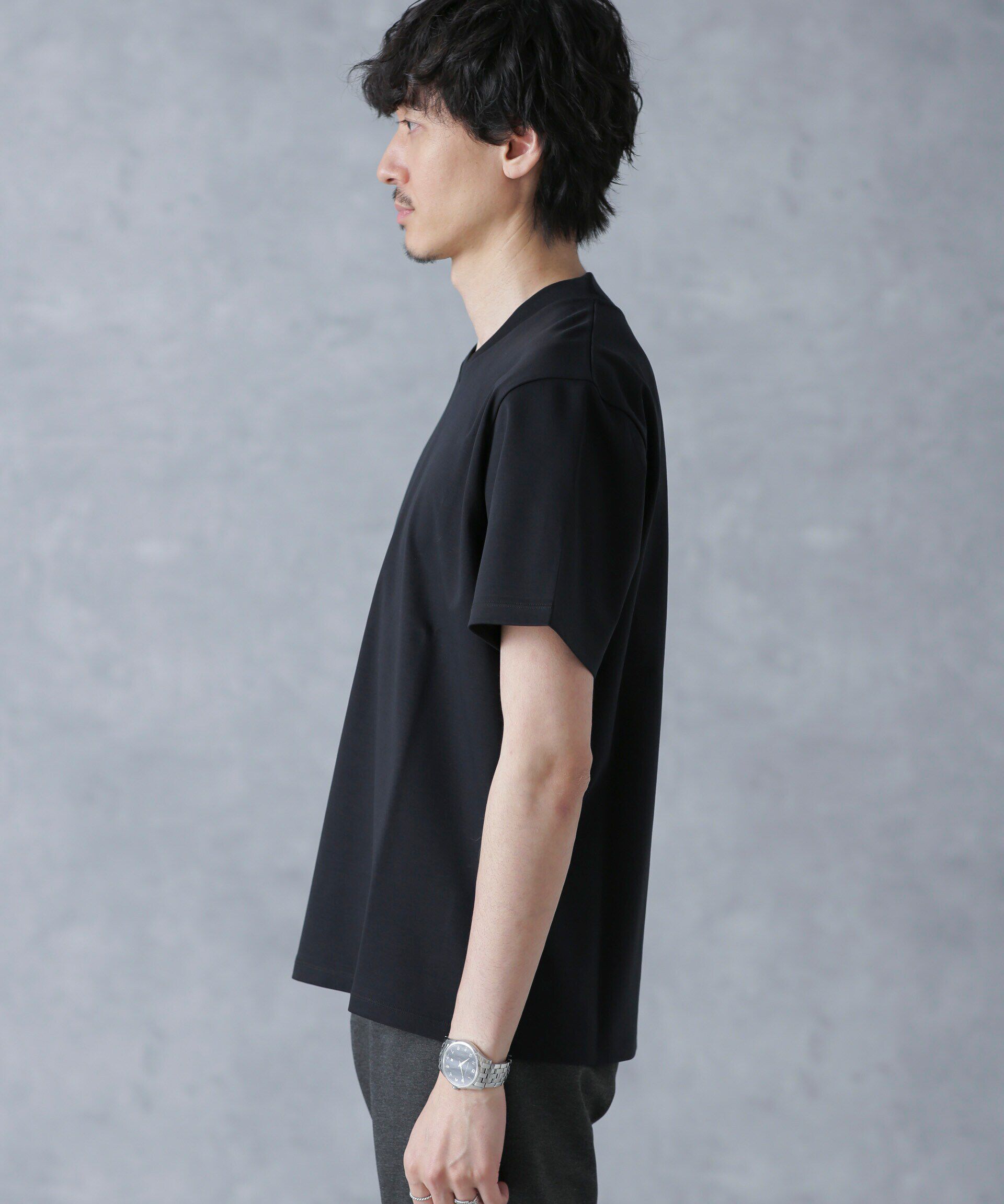 nano･universe「ジャケT(R) プレミアム Vネック 半袖」|Tシャツ・カットソー|