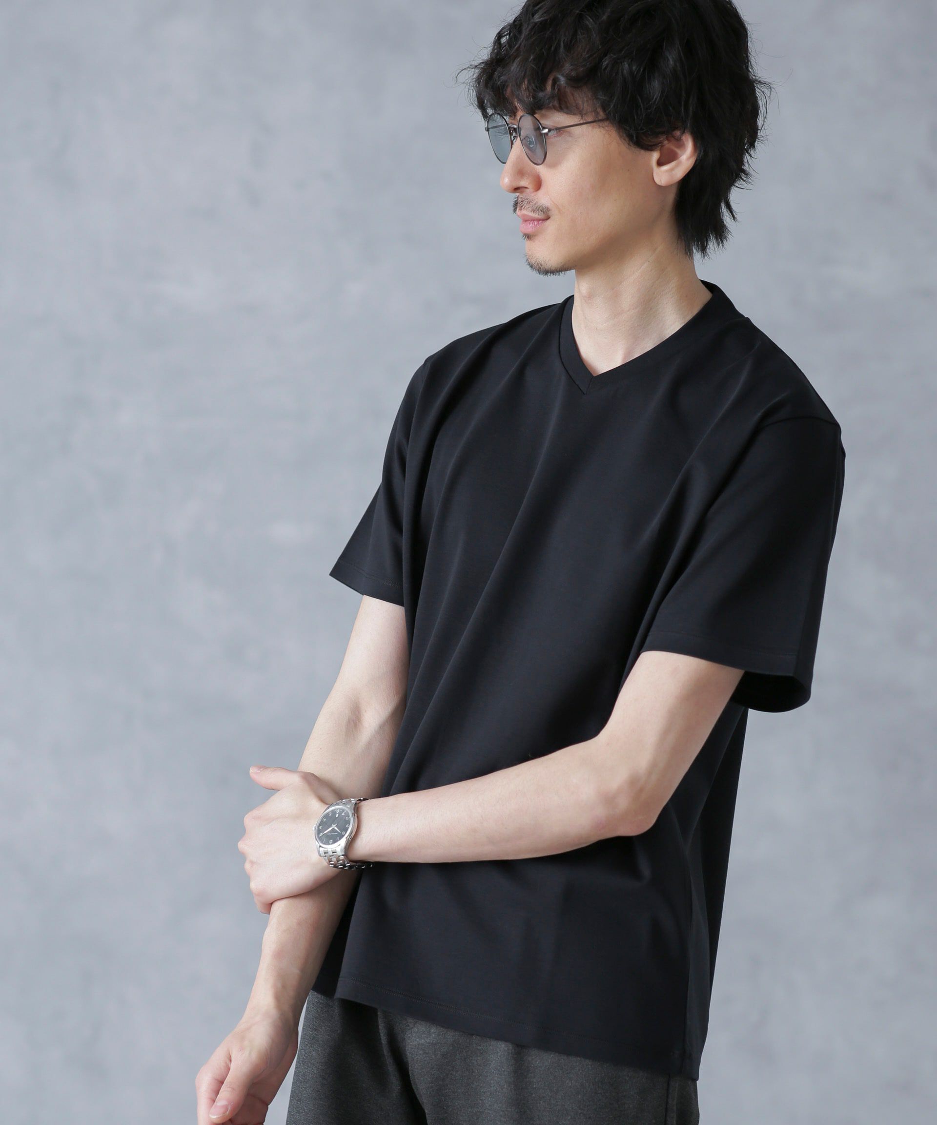 nano･universe「ジャケT(R) プレミアム Vネック 半袖」|Tシャツ・カットソー|