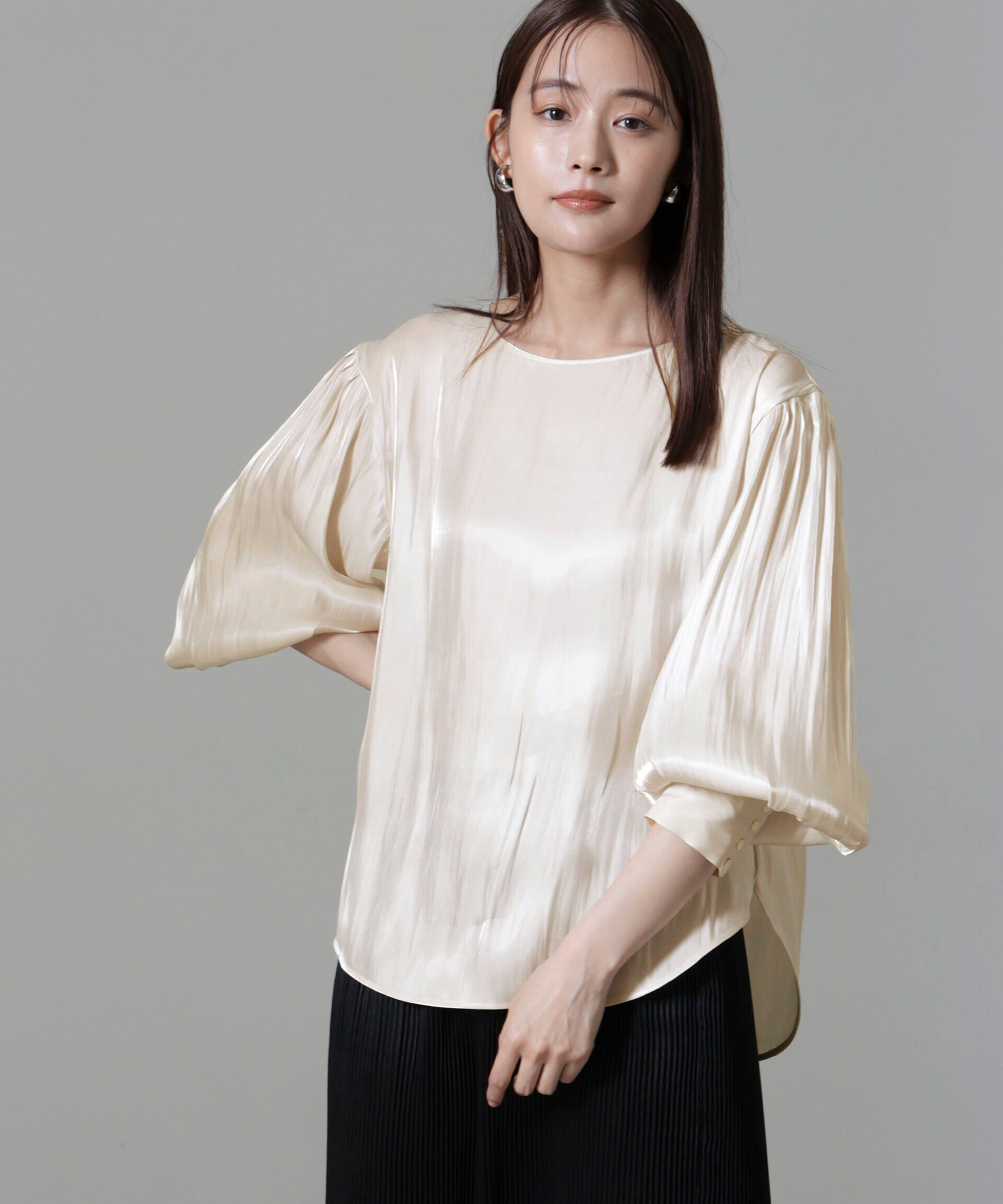 nano･universe「ブライトシアーギャザーブラウス」|シャツ・ブラウス|