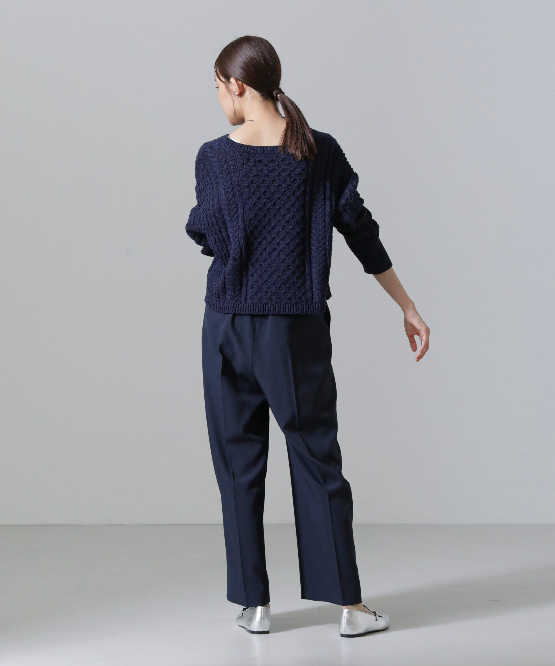 nano･universe「ケーブルクロップドプルオーバーニット」|ニット・セーター|