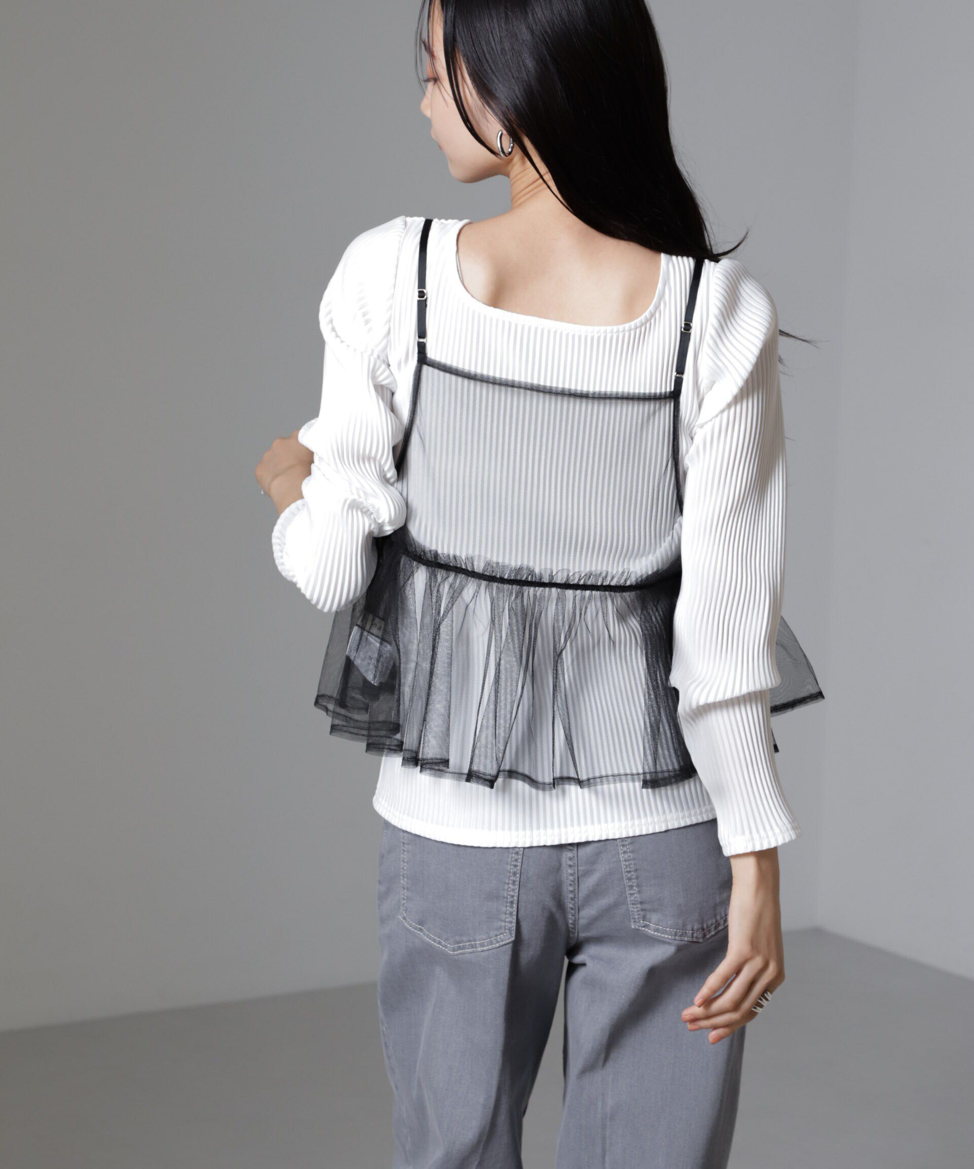 nano･universe「前後2wayテレコロンTセット＆チュールキャミソールトップス」|Tシャツ・カットソー|