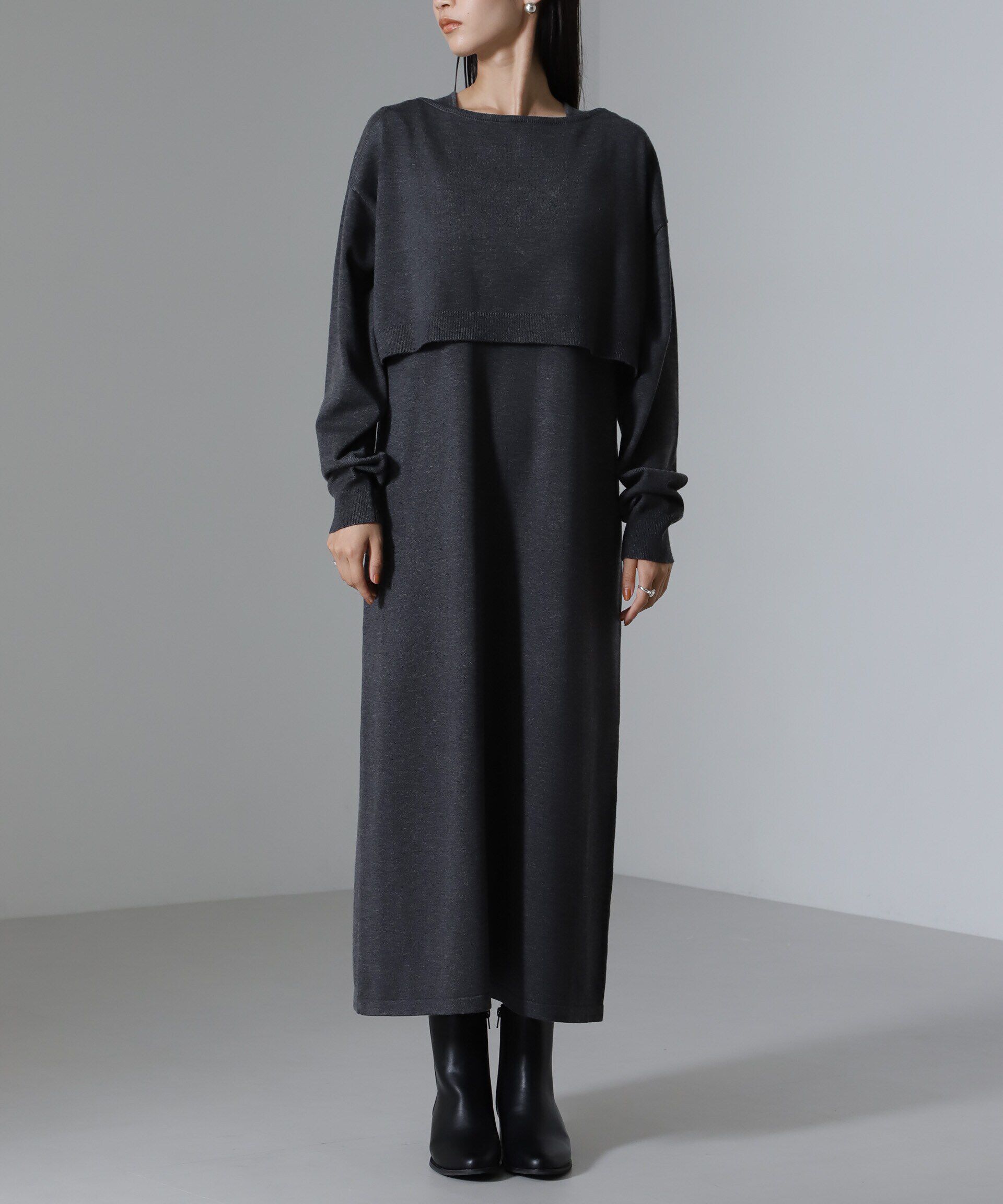 nano･universe「クロップドニットセットワンピース 24AW」|ワンピース|