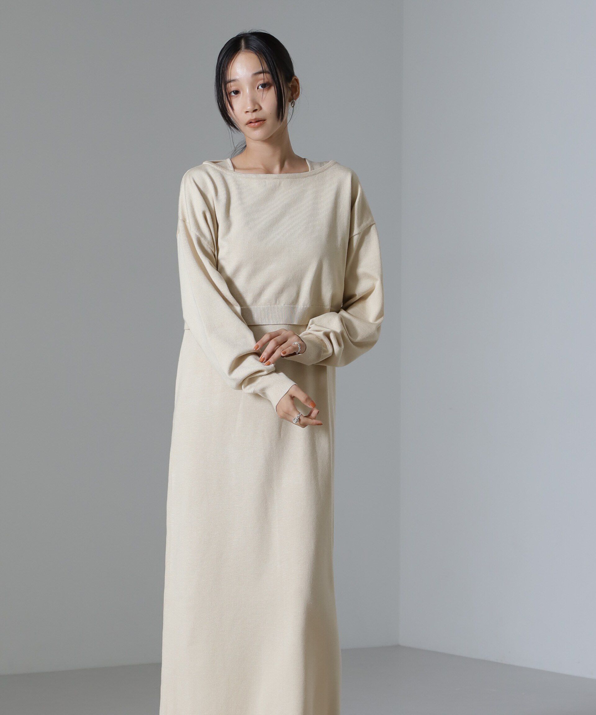 nano･universe「クロップドニットセットワンピース 24AW」|ワンピース|