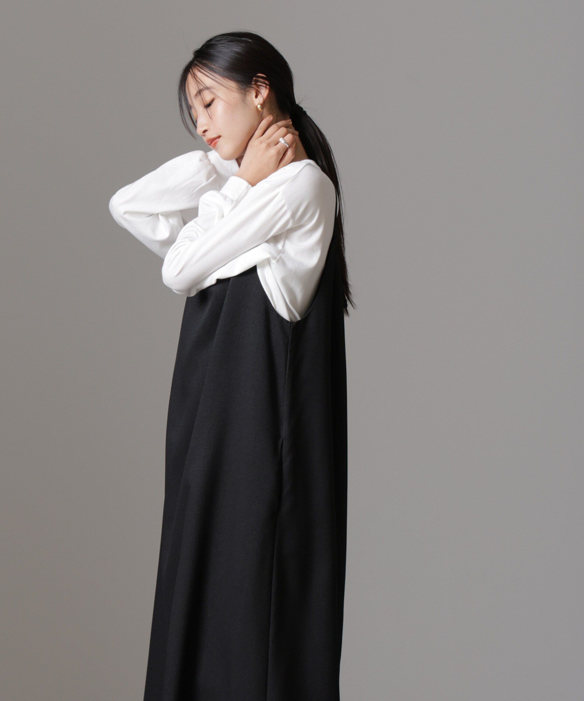 nano･universe「スラブツイードバックリボンキャミソールワンピース」|ワンピース|