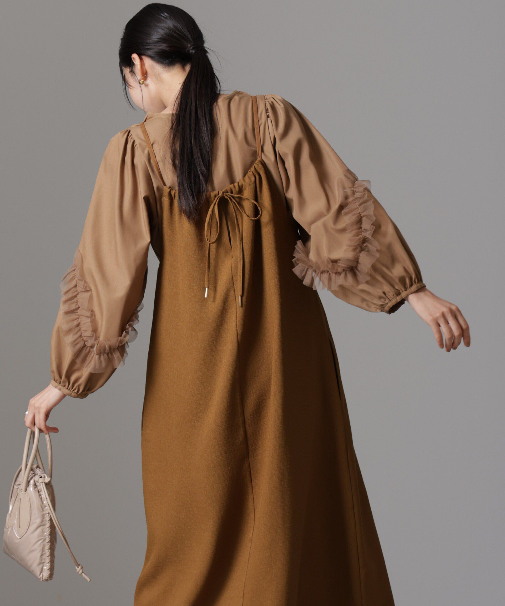 nano･universe「スラブツイードバックリボンキャミソールワンピース」|ワンピース|