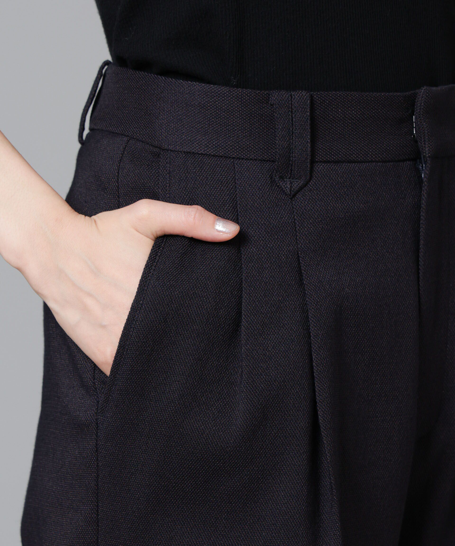 nano･universe「ツイードセミワイドタックパンツ(セットアップ可)」|チノ|