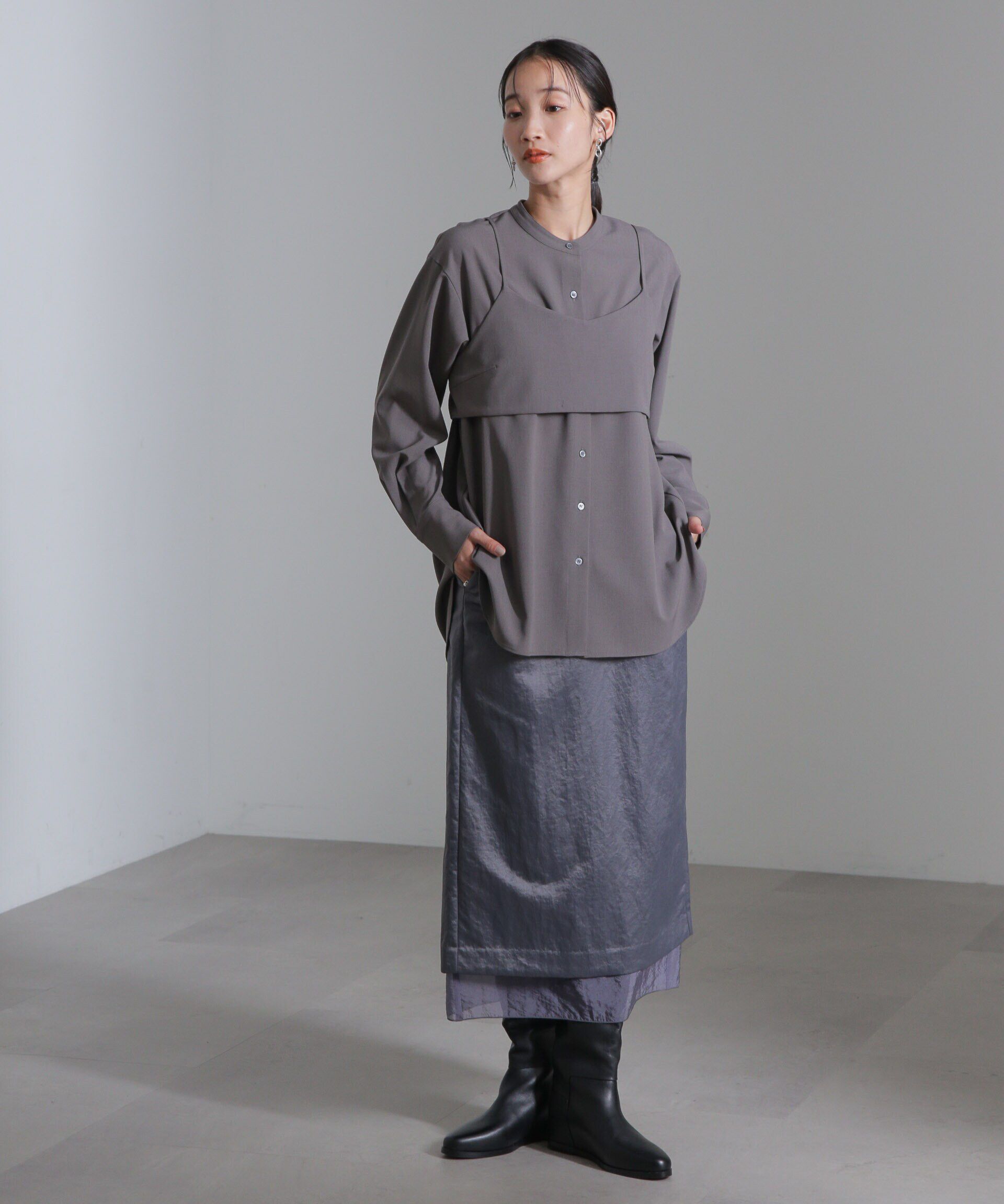 nano･universe「ショートキャミ付シャツ」|シャツ・ブラウス|