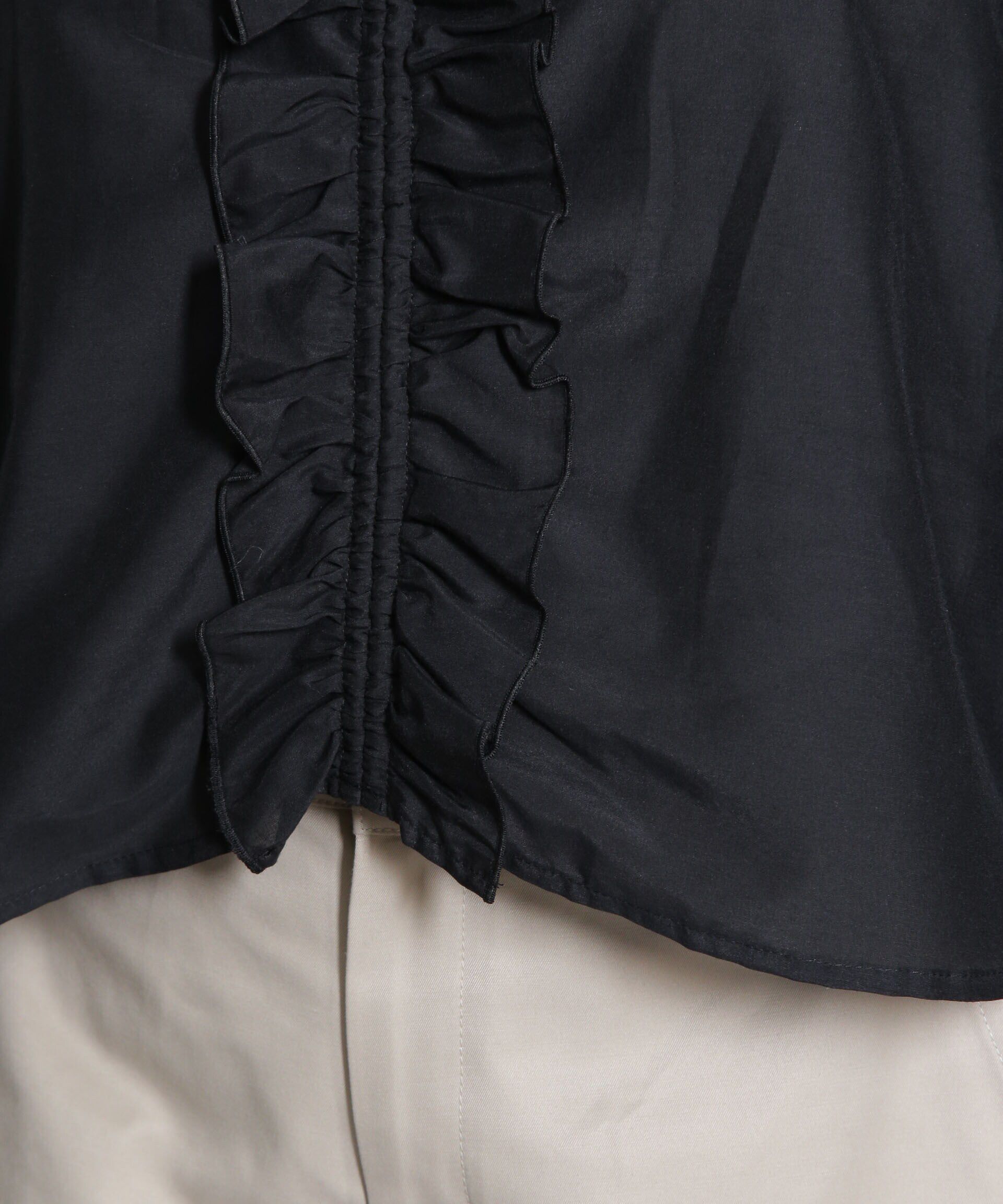 nano･universe「シルク混フロントフリルブラウス」|シャツ・ブラウス|