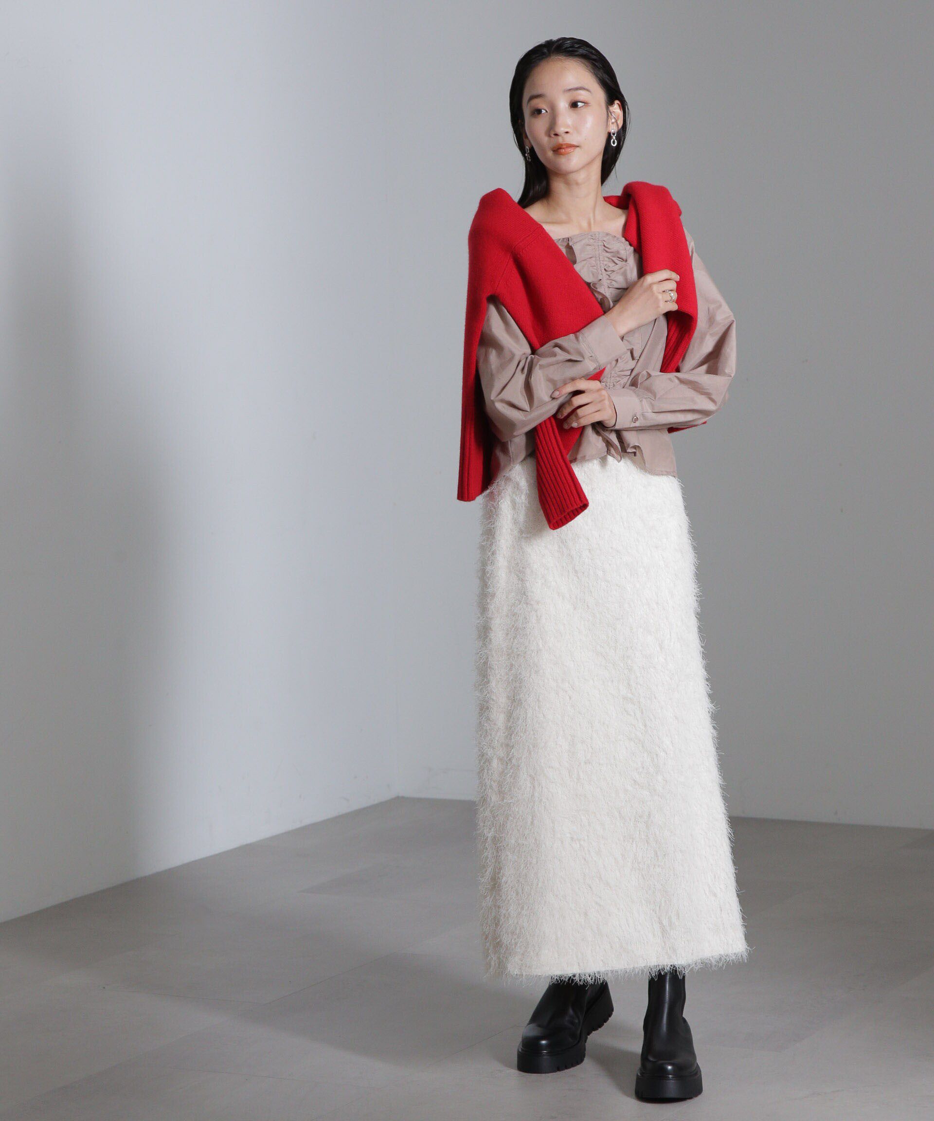 nano･universe「シルク混フロントフリルブラウス」|シャツ・ブラウス|