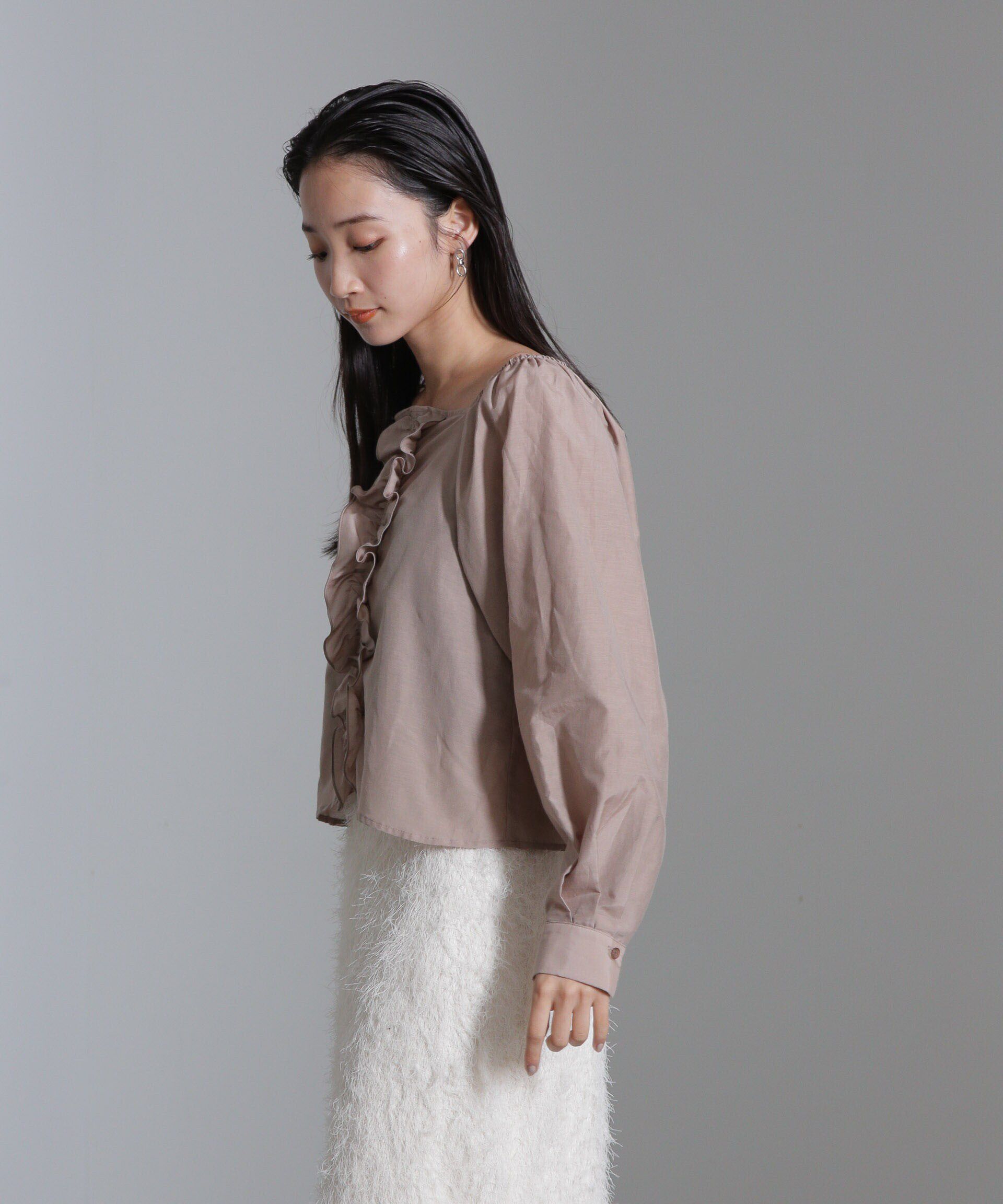 nano･universe「シルク混フロントフリルブラウス」|シャツ・ブラウス|