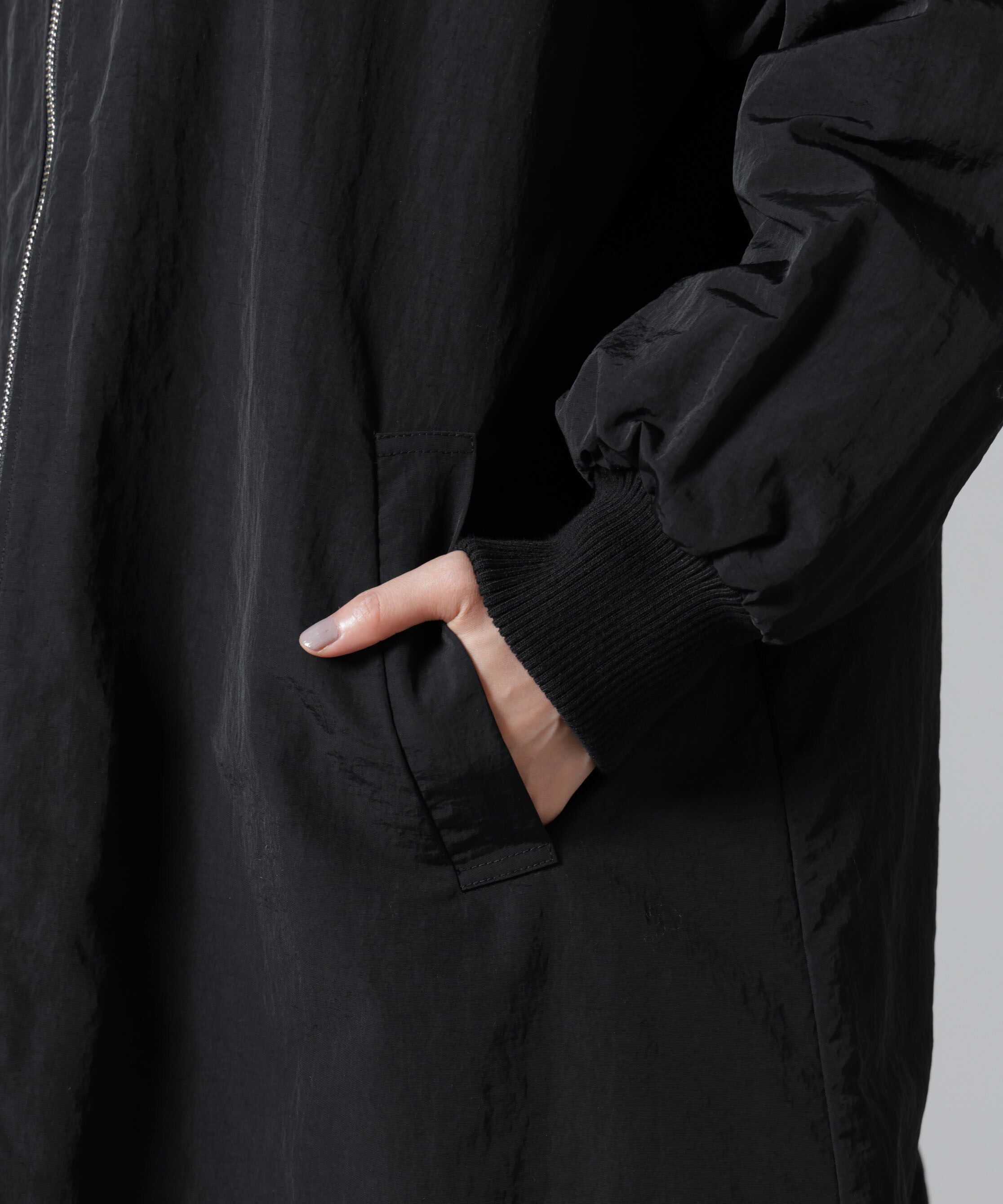 nano･universe「撥水加工・機能中綿 ジップアップリブロングコート」|その他|