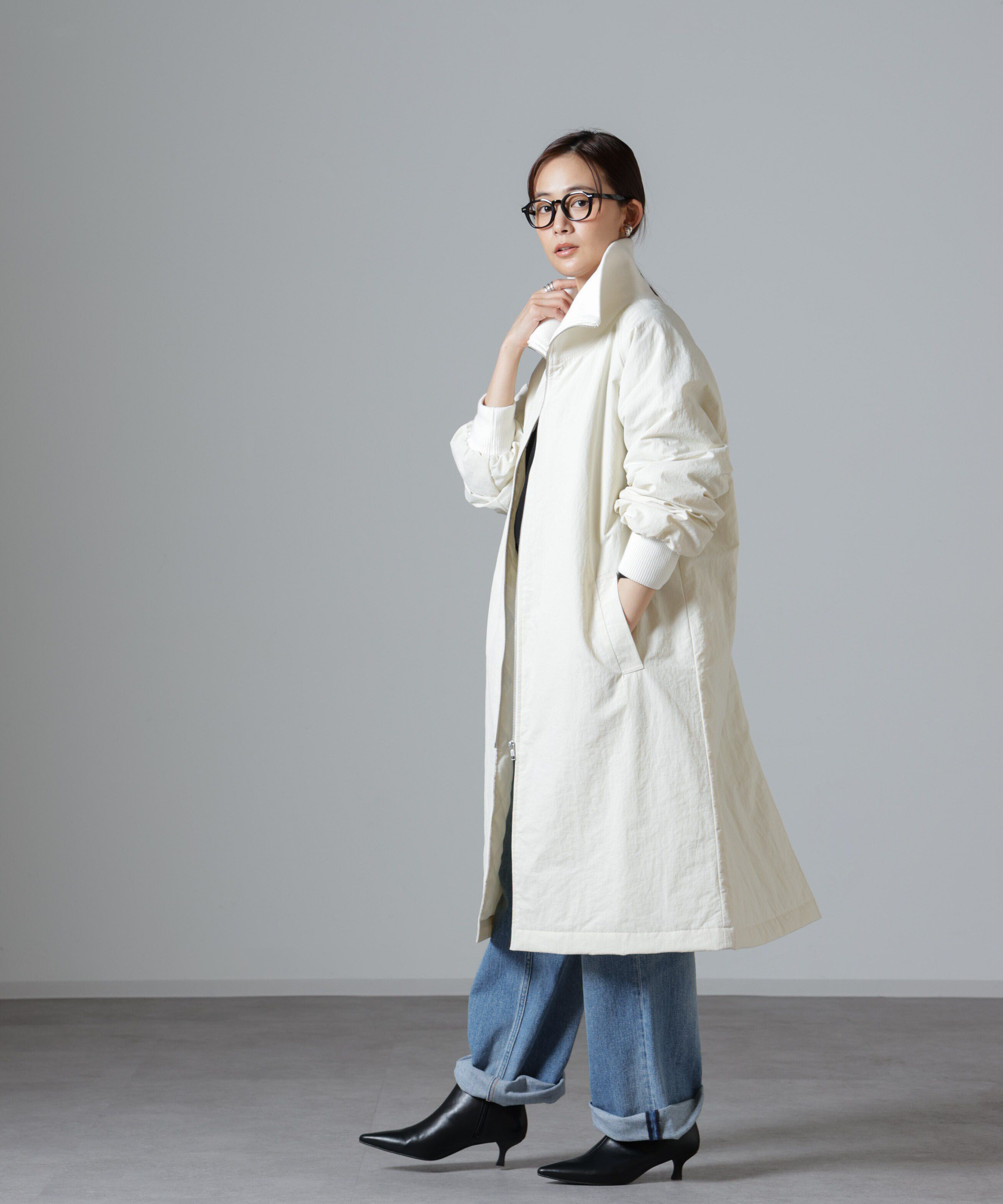 nano･universe「撥水加工・機能中綿 ジップアップリブロングコート」|その他|