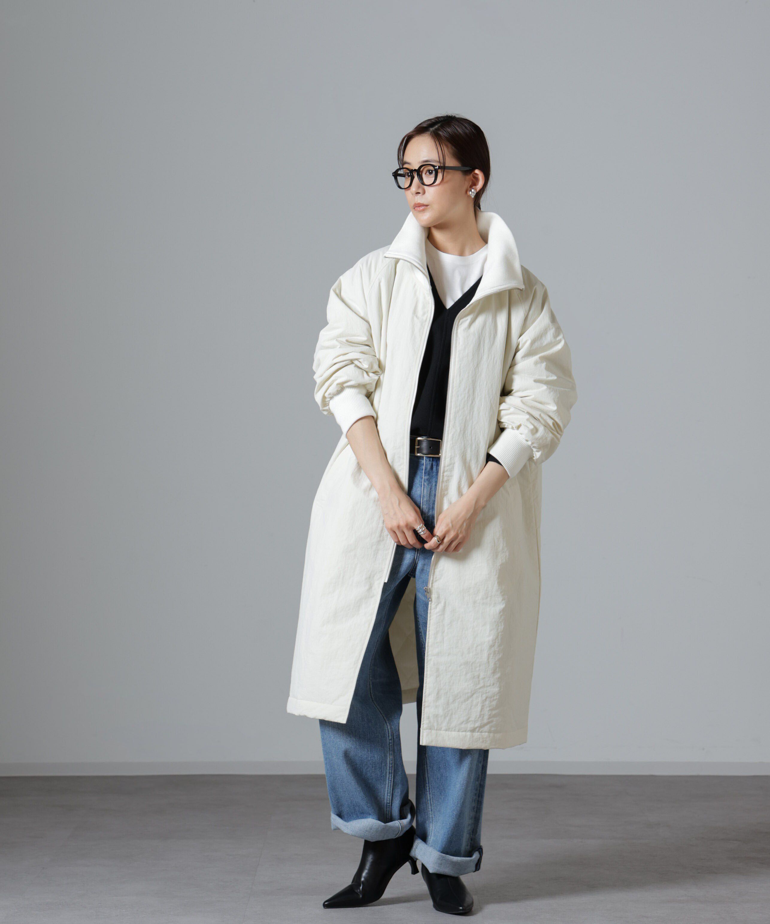 nano･universe「撥水加工・機能中綿 ジップアップリブロングコート」|その他|