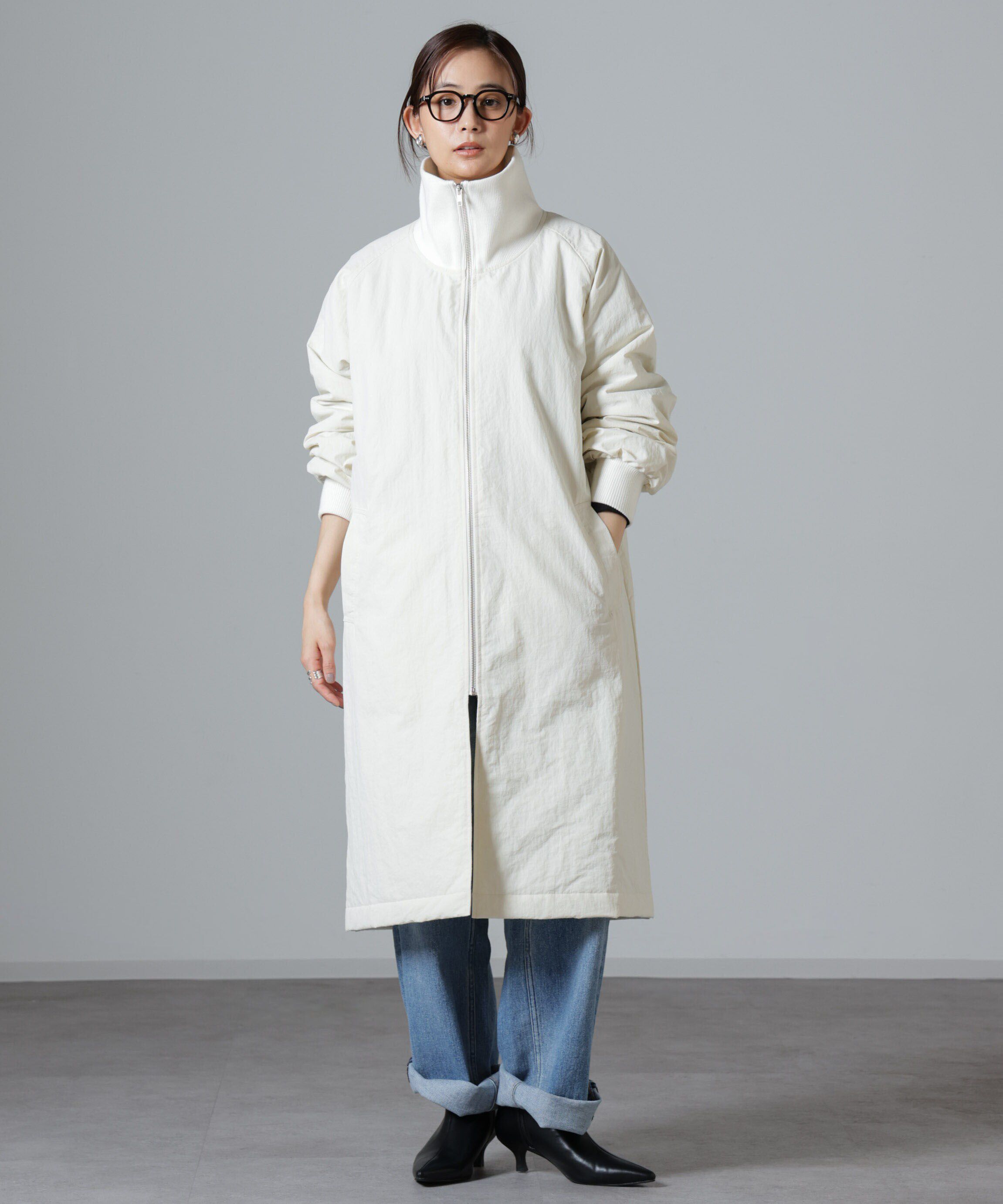 nano･universe「撥水加工・機能中綿 ジップアップリブロングコート」|その他|
