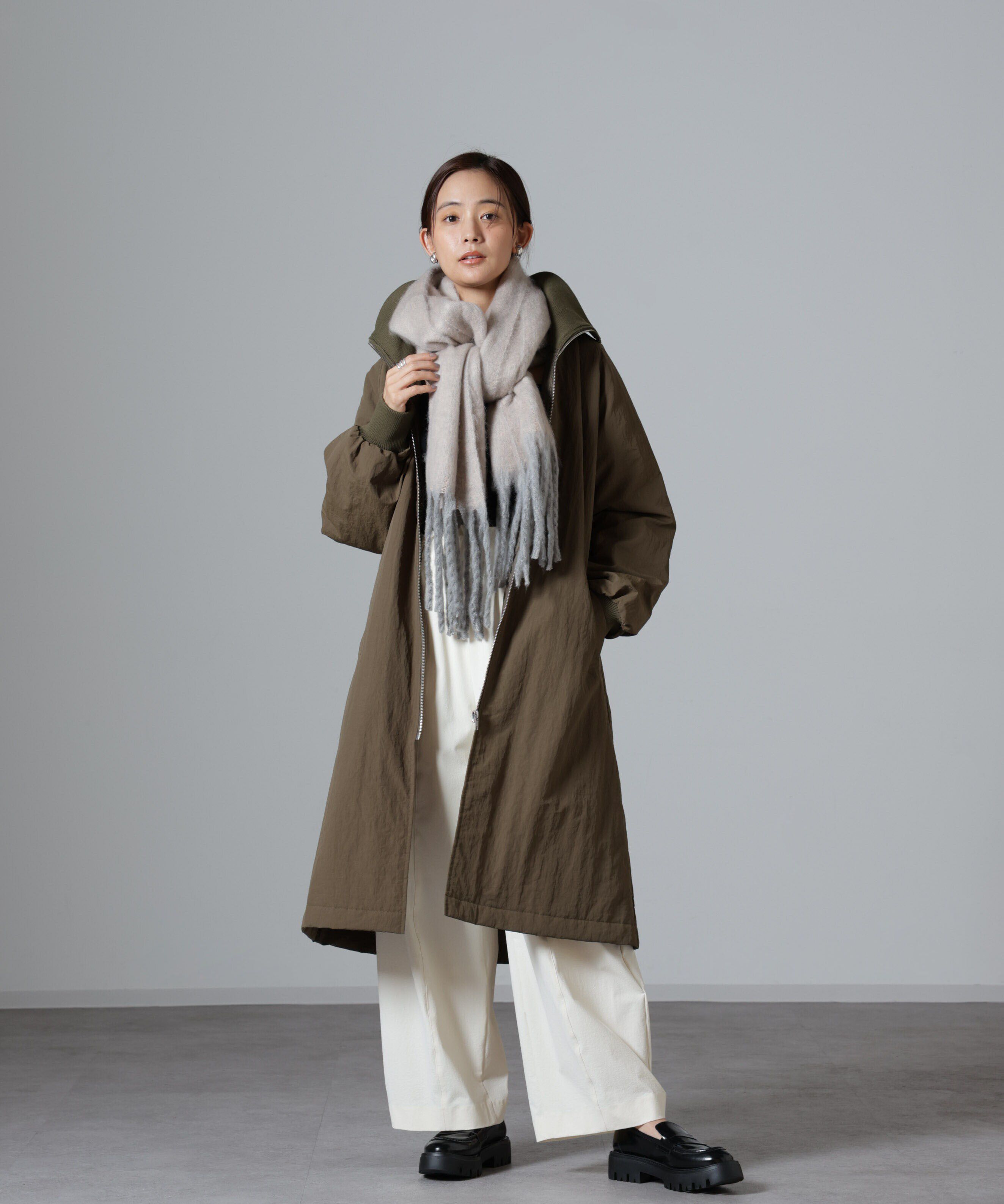 nano･universe「撥水加工・機能中綿 ジップアップリブロングコート」|その他|