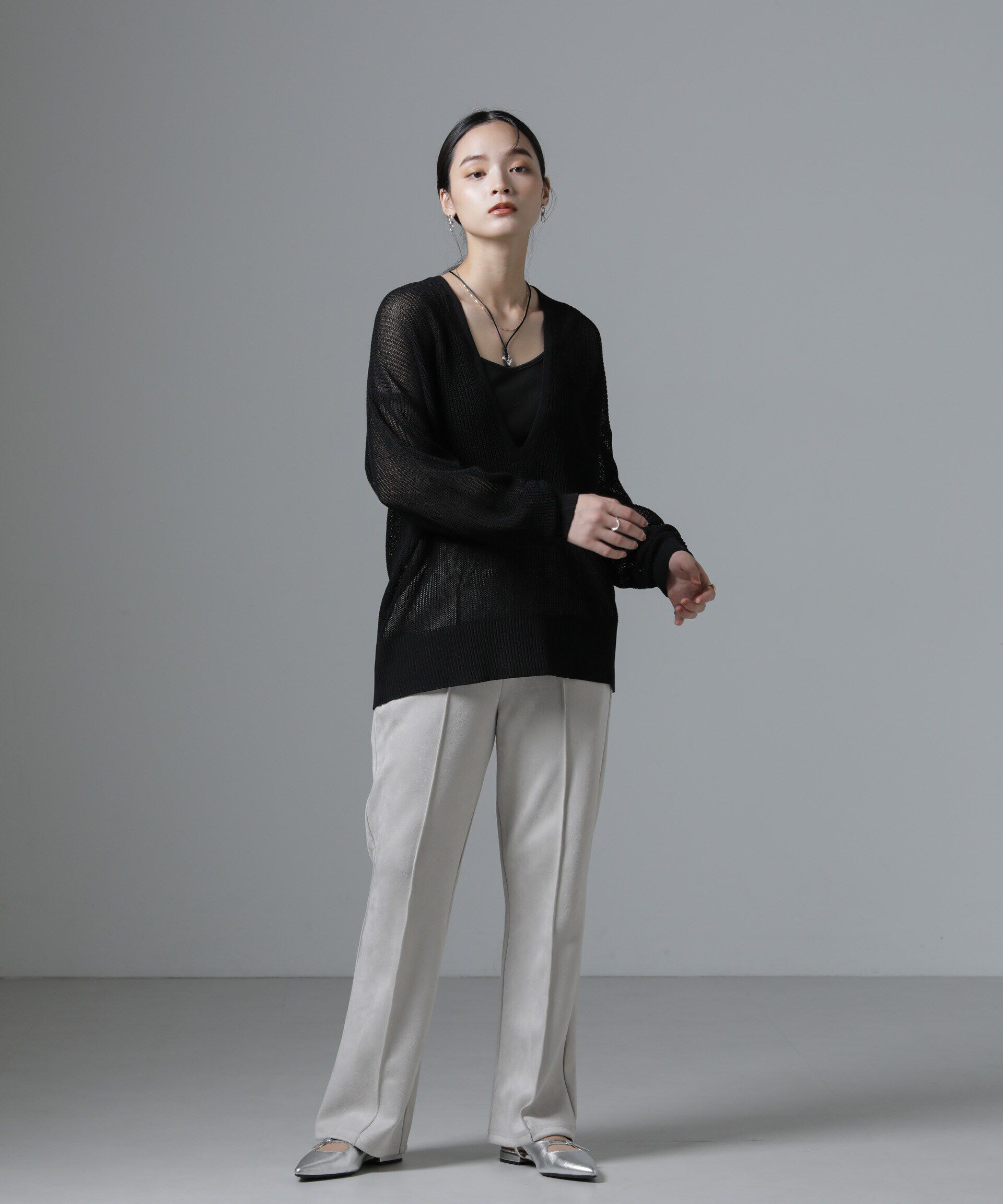 nano･universe「カットスエードパンツ(セットアップ可)」|チノ|