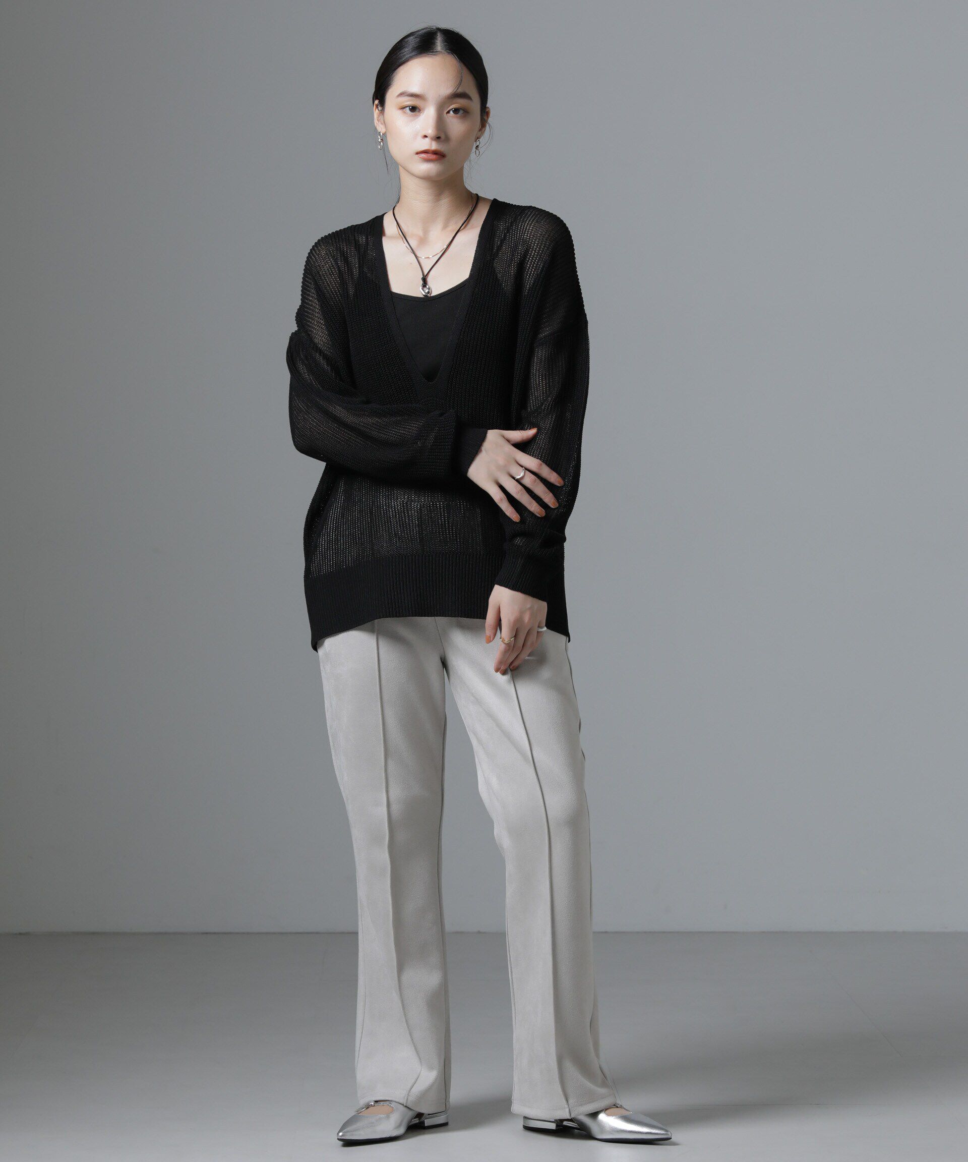 nano･universe「カットスエードパンツ(セットアップ可)」|チノ|