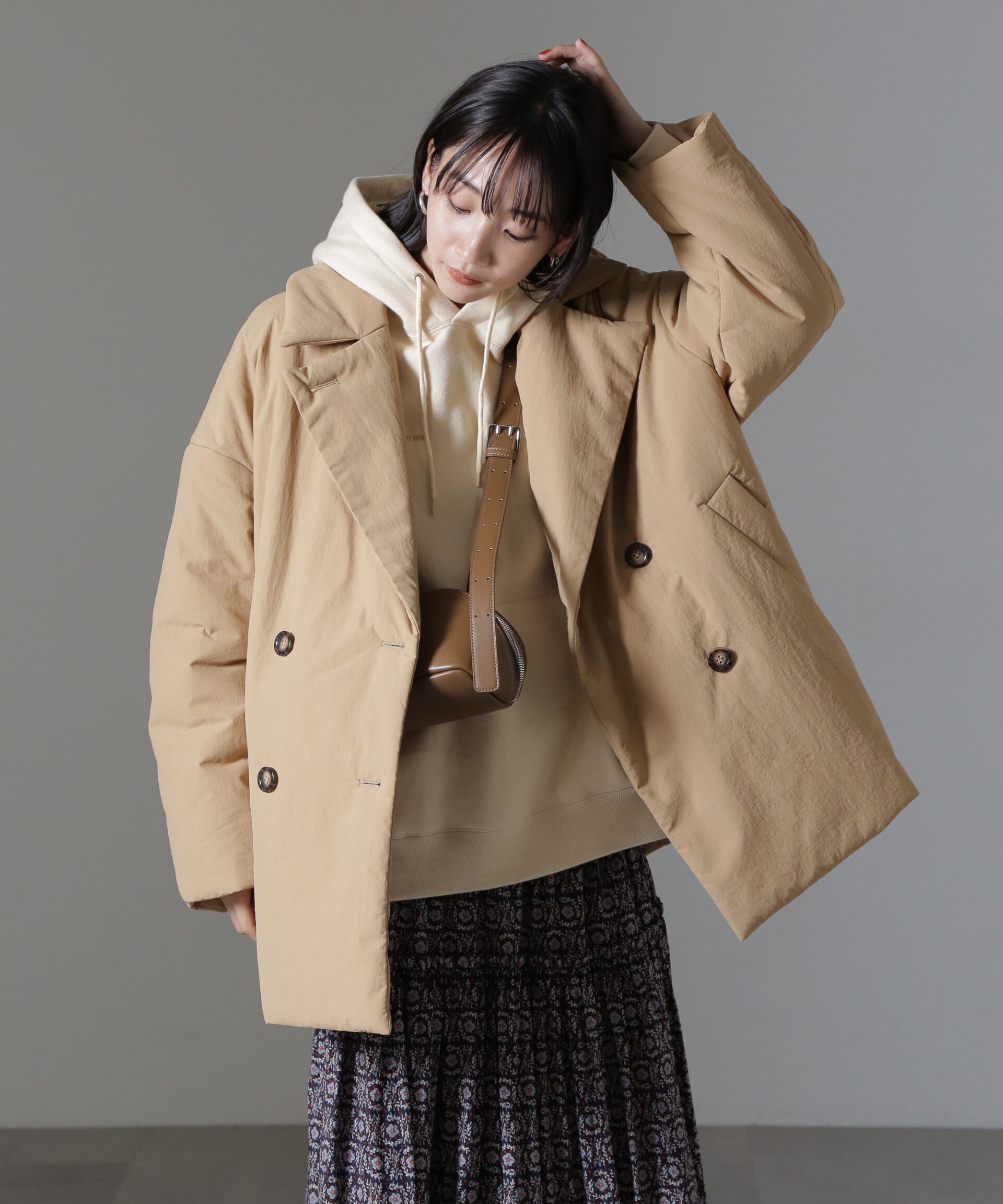 nano･universe「ETHERMALOFT(R)中綿ミドル丈タブルコート」|ブルゾン・スタジャン|