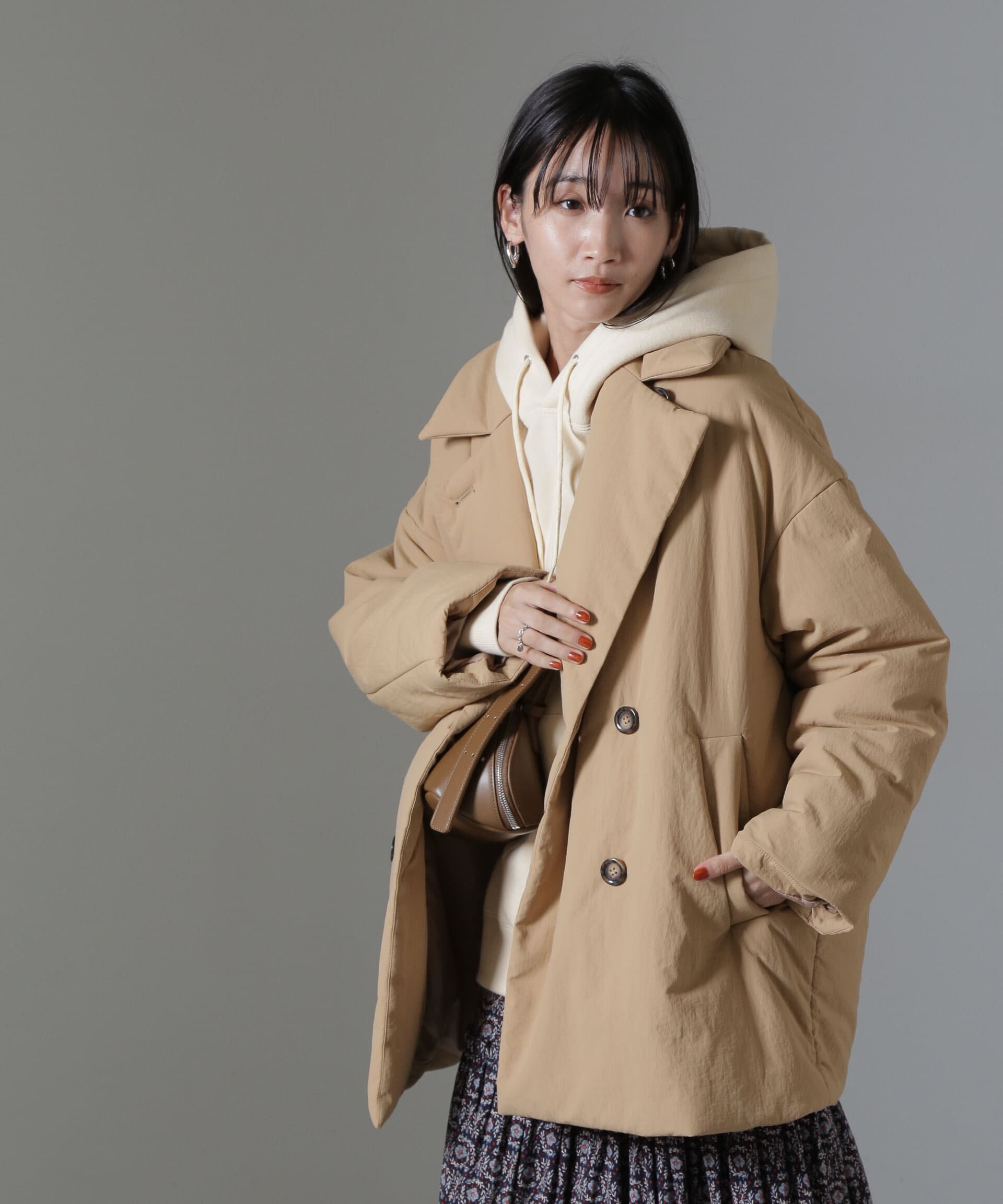 nano･universe「ETHERMALOFT(R)中綿ミドル丈タブルコート」|ブルゾン・スタジャン|