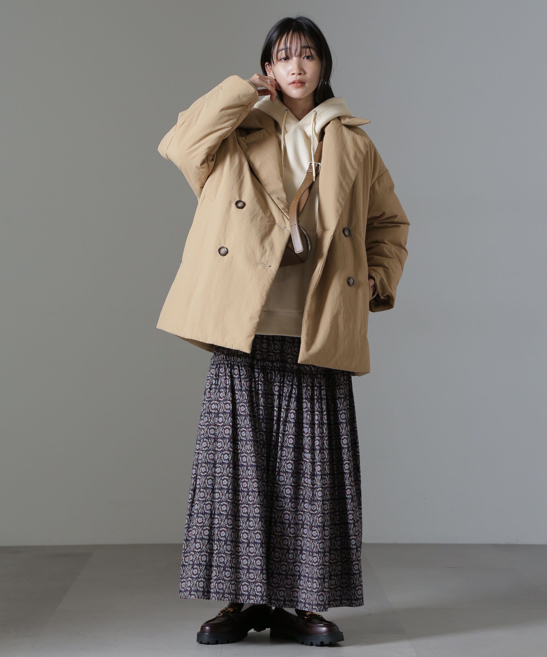 nano･universe「ETHERMALOFT(R)中綿ミドル丈タブルコート」|ブルゾン・スタジャン|