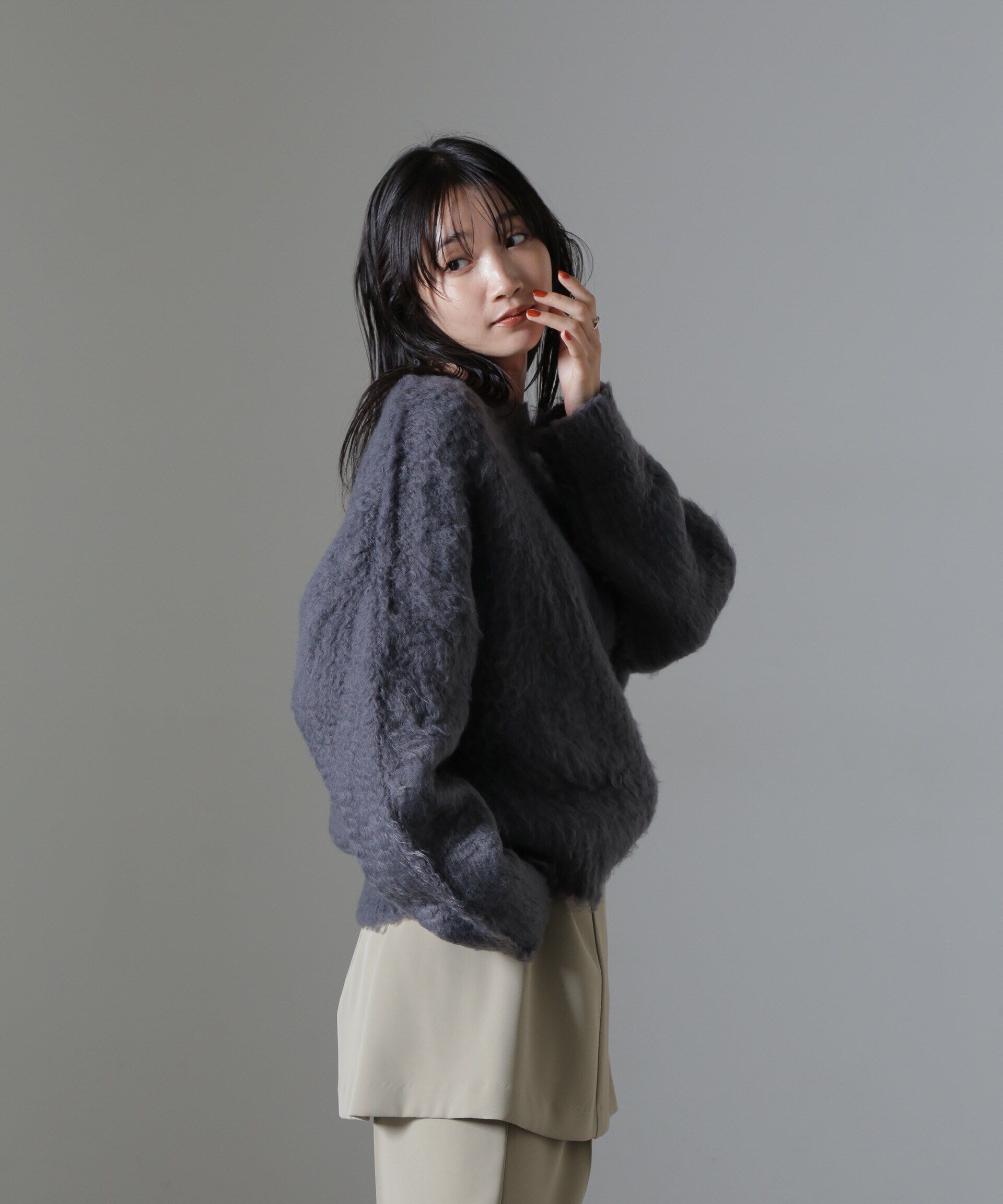 nano･universe「カール起毛クルーネックニット」|ニット・セーター|