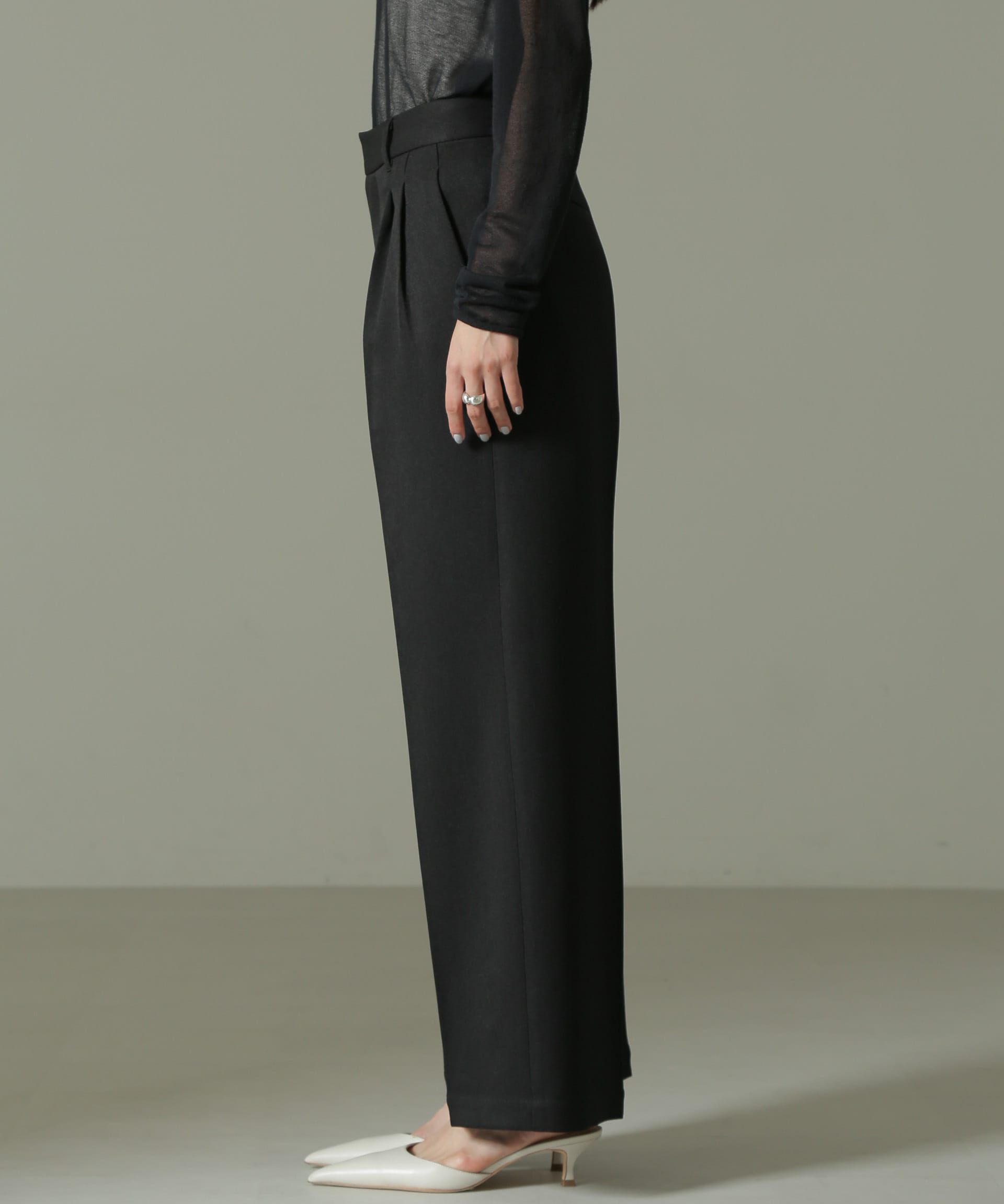 nano･universe「ウールライクタックワイドパンツ」|チノ|