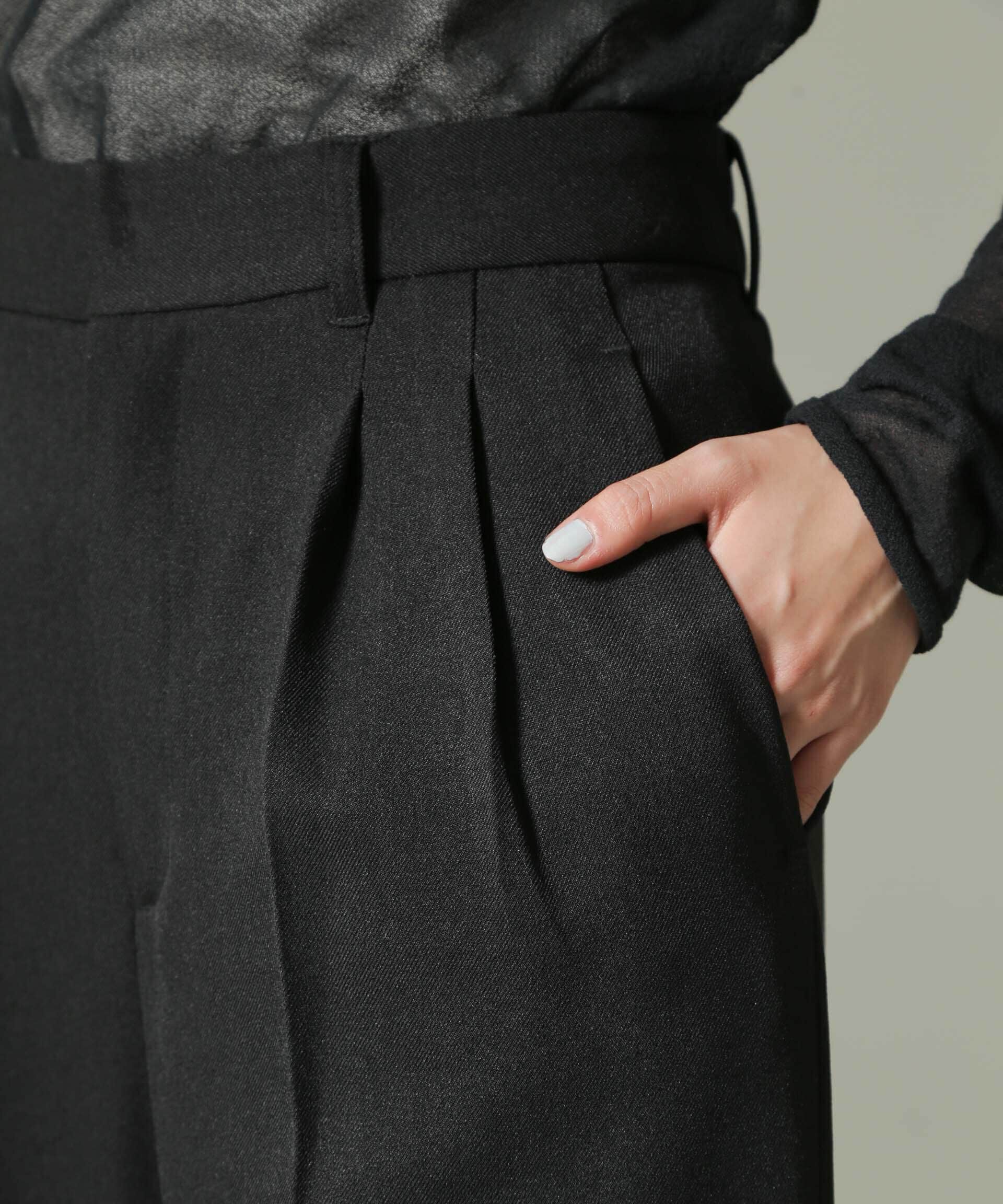 nano･universe「ウールライクタックワイドパンツ」|チノ|