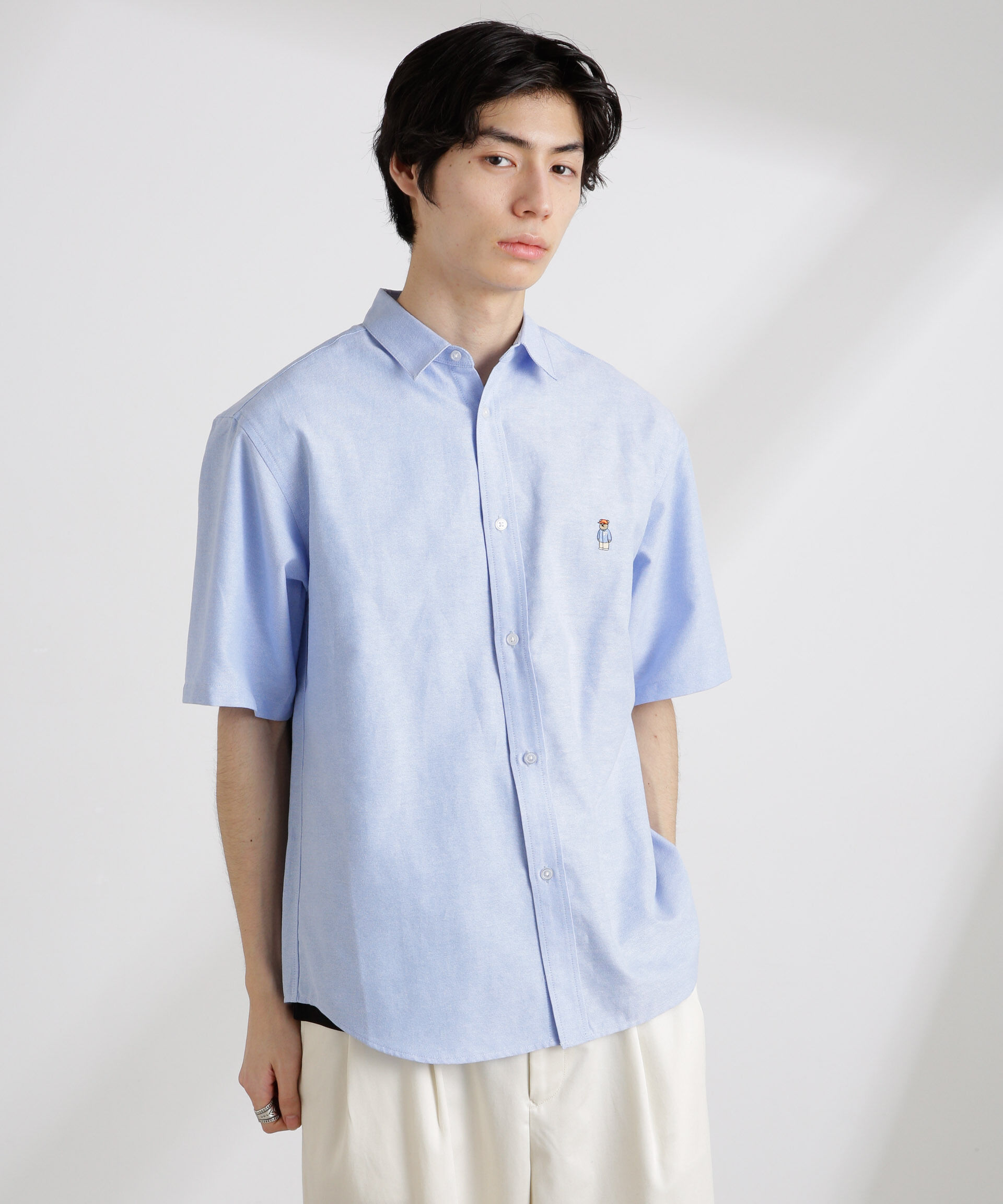 nano･universe「ナノベアワンポイントシャツ半袖」|シャツ・ブラウス|サックス5