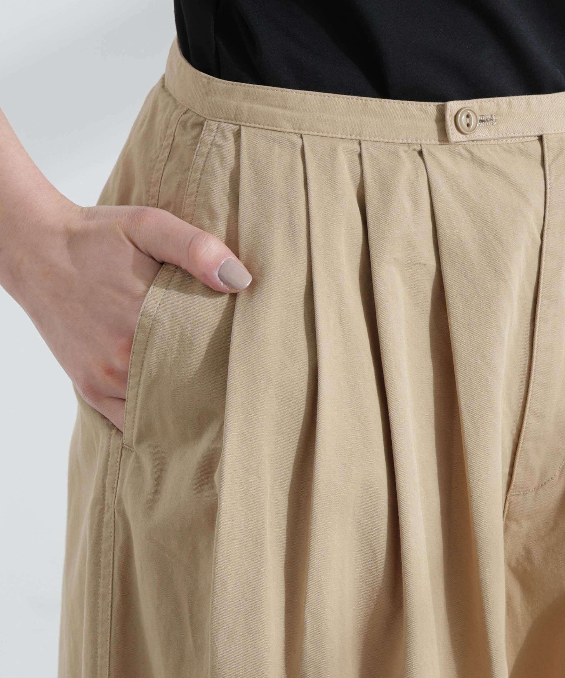 nano･universe「コットンタックワイドパンツ」|チノ|