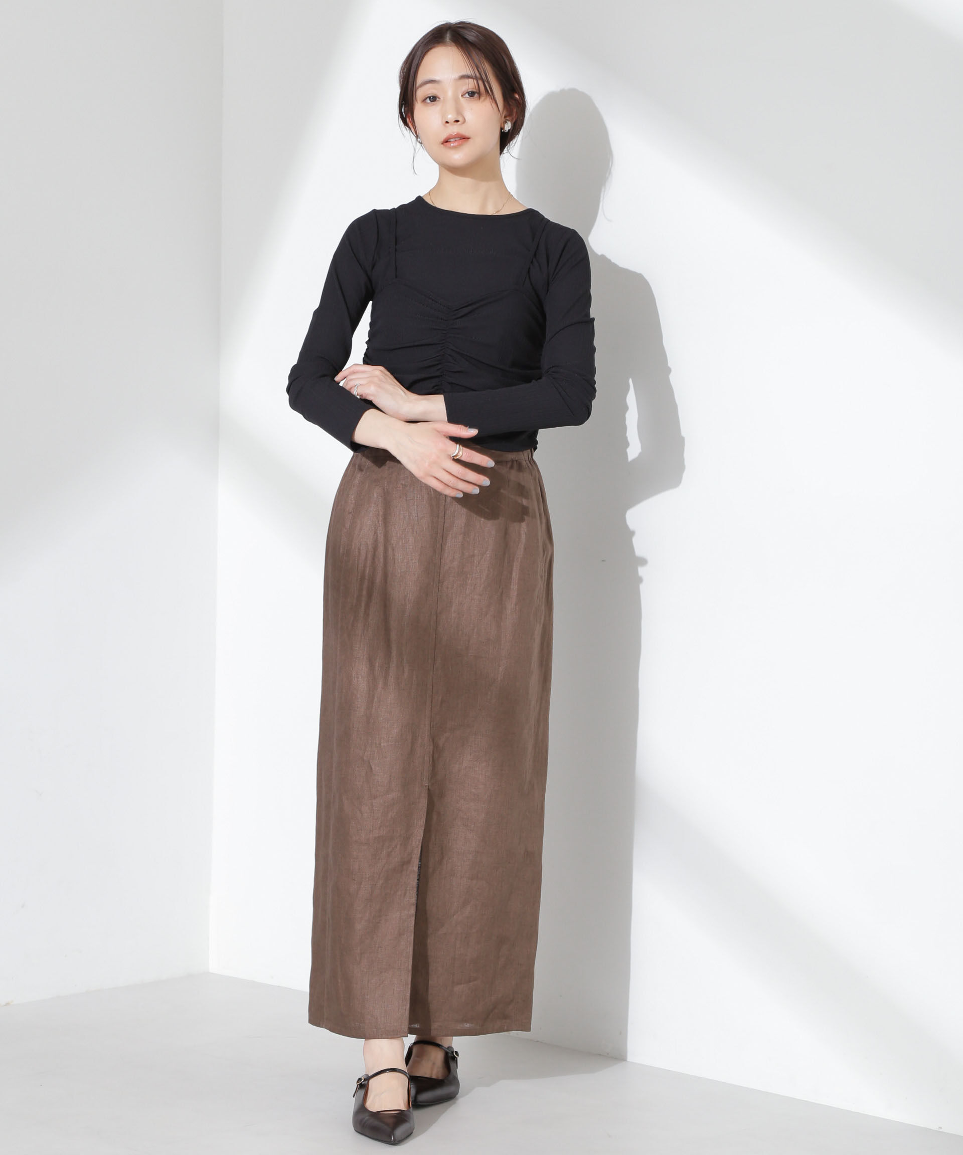 nano･universe「シャーリングビスチェセットカットトップス」|Tシャツ・カットソー|