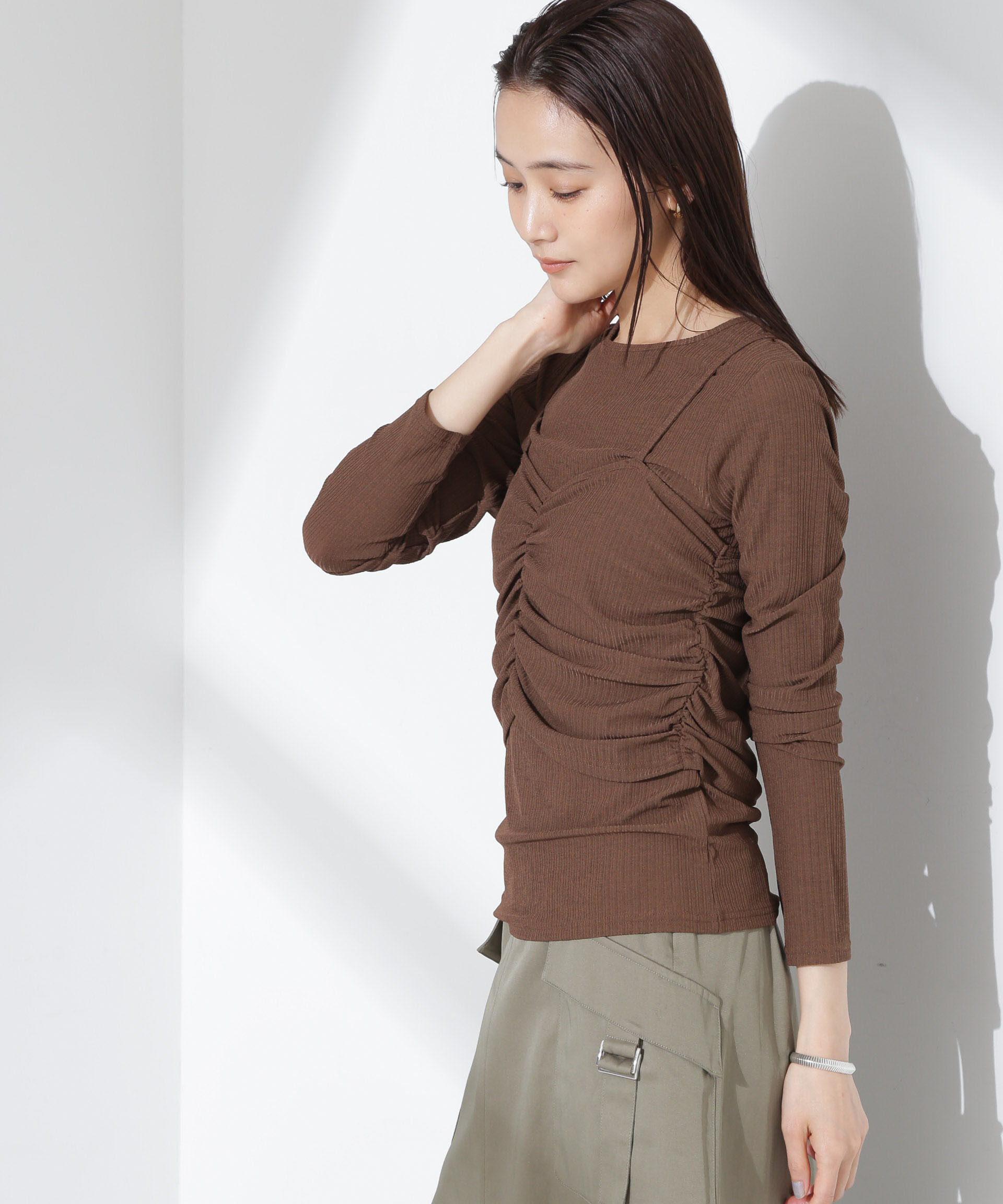 nano･universe「シャーリングビスチェセットカットトップス」|Tシャツ・カットソー|