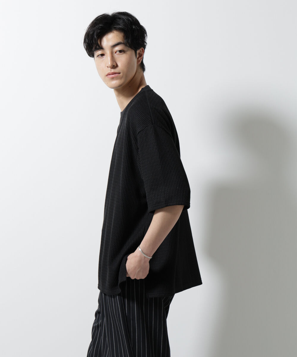 nano･universe「ジャガードニットソーTシャツ 半袖(セットアップ可)」|Tシャツ・カットソー|