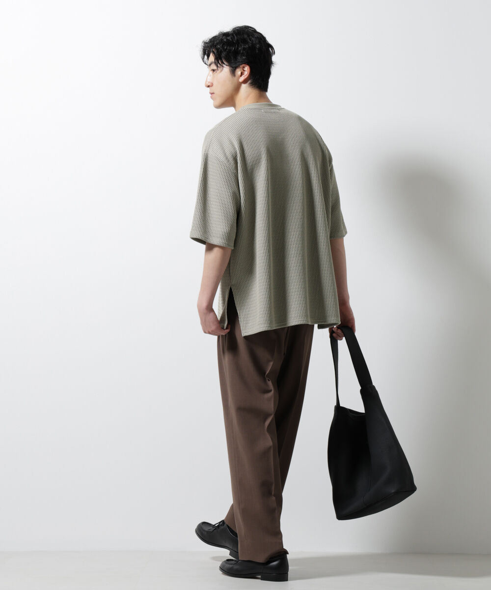 nano･universe「ジャガードニットソーTシャツ 半袖(セットアップ可)」|Tシャツ・カットソー|