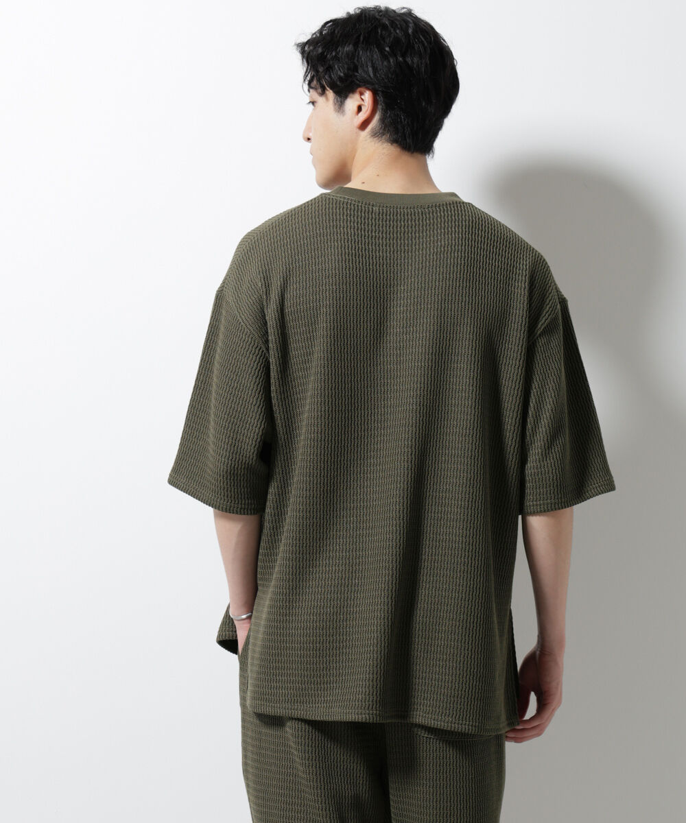 nano･universe「ジャガードニットソーTシャツ 半袖(セットアップ可)」|Tシャツ・カットソー|