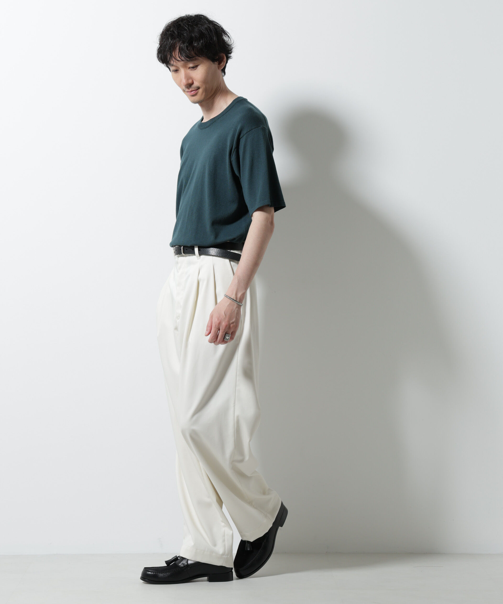 nano･universe「シルキータッチニットTシャツ 半袖」|ニット・セーター|