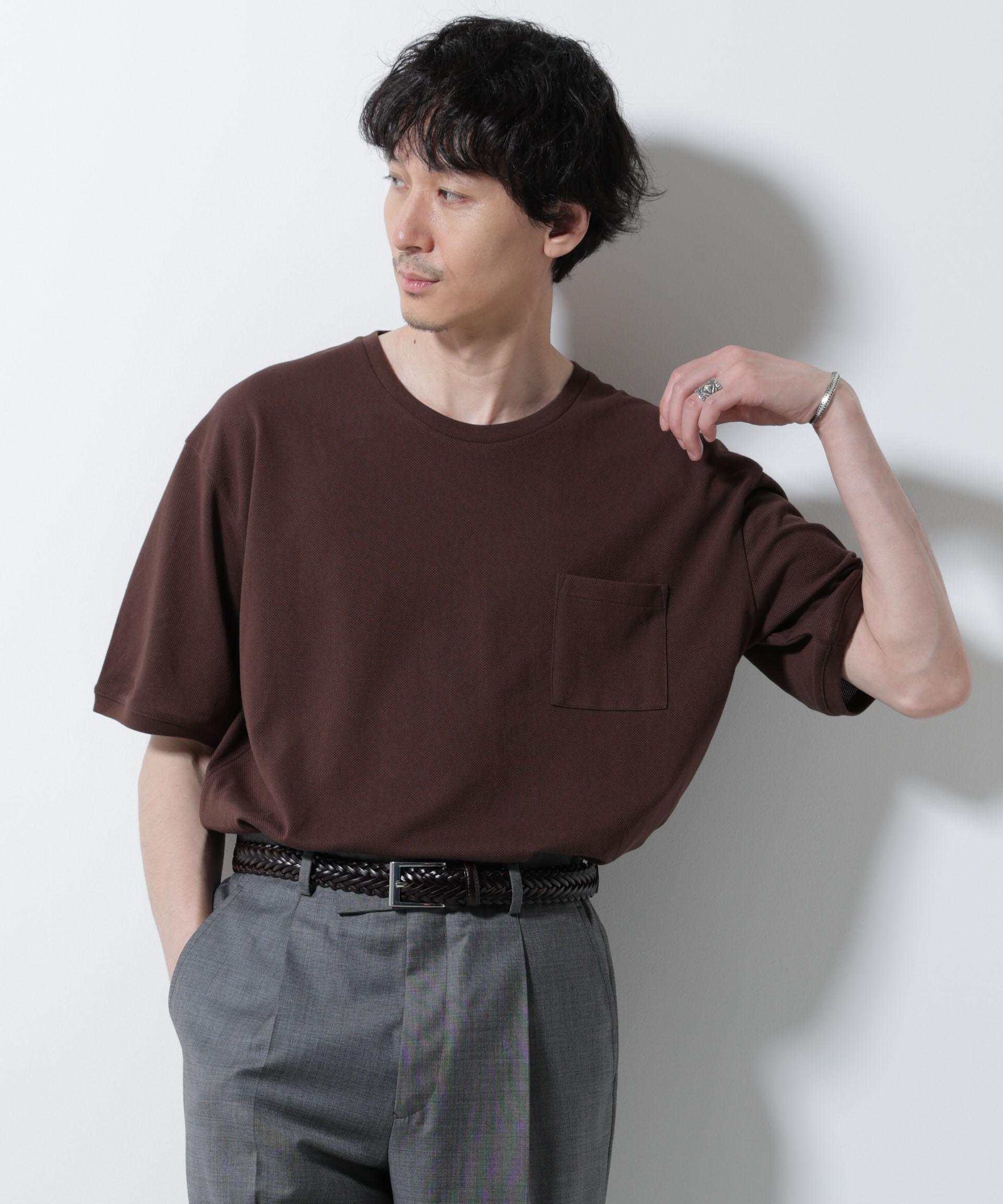 nano･universe「エアパッセージ ジャージーTシャツ 半袖」|Tシャツ・カットソー|ブラウン