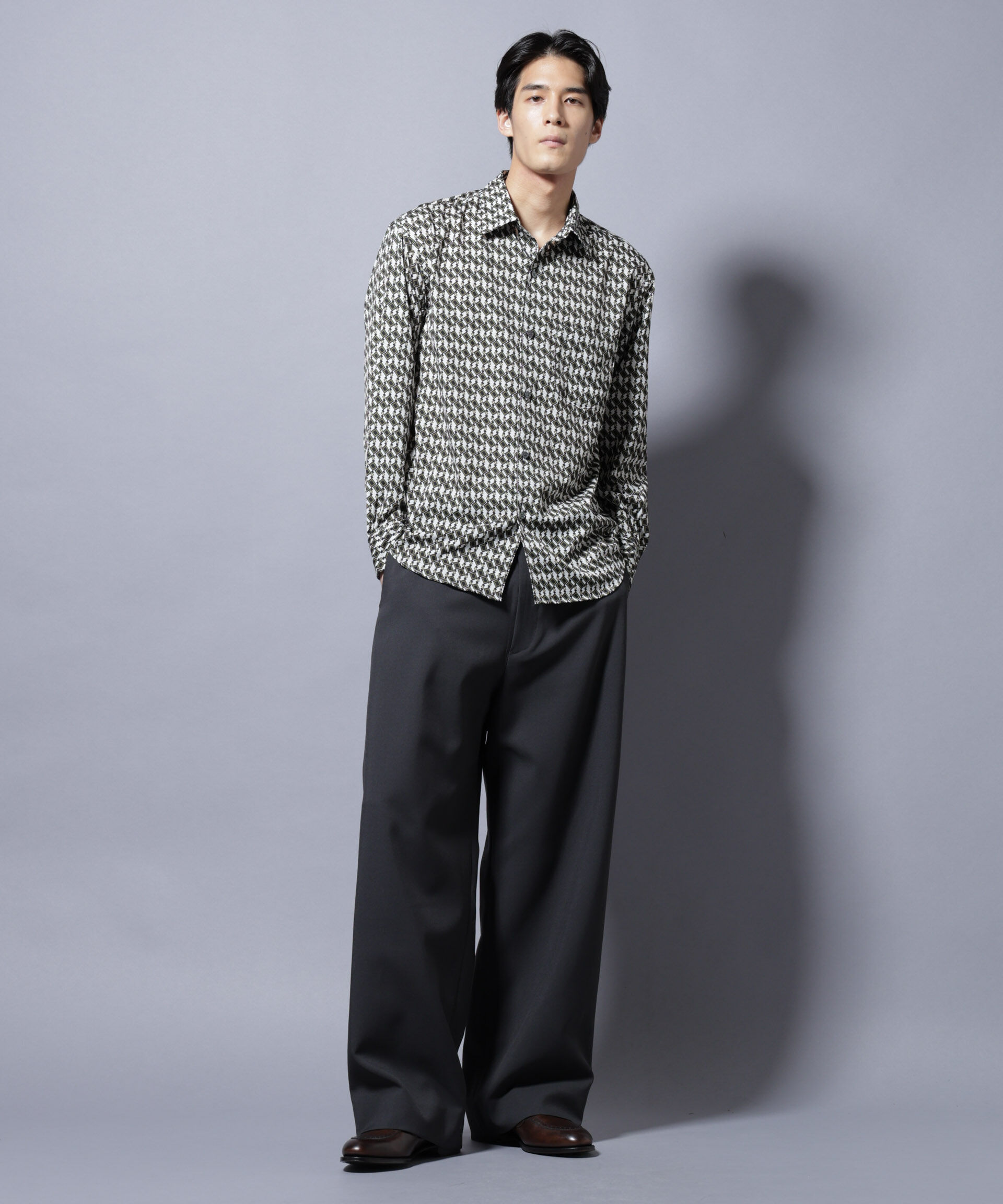 nano･universe「「EDITORIAL PRINT」シルキータッチシャツ」|シャツ・ブラウス|